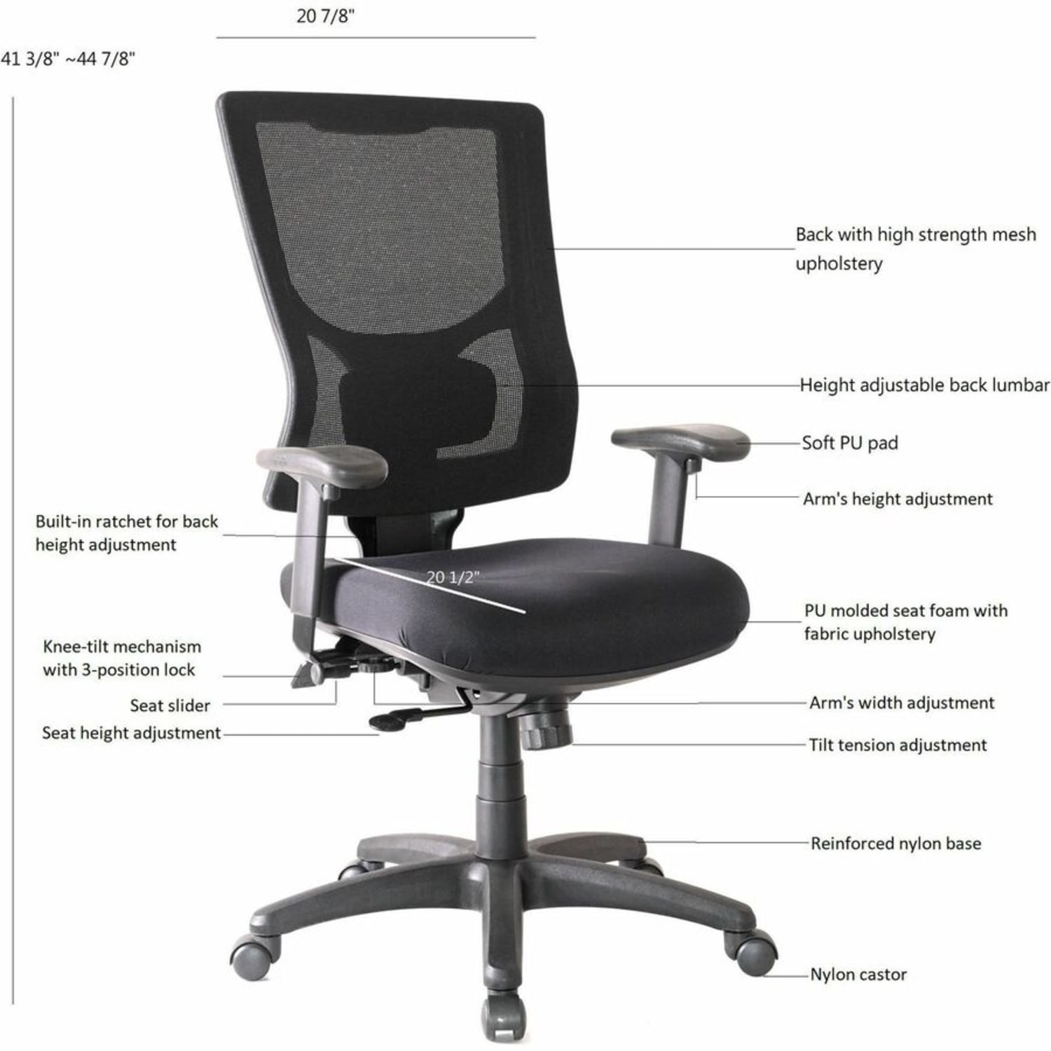 Lorell Conjure High-Back Office Chair - Fabric Seat Material - High Back - Black - Armrest - 1 Each - Image 4