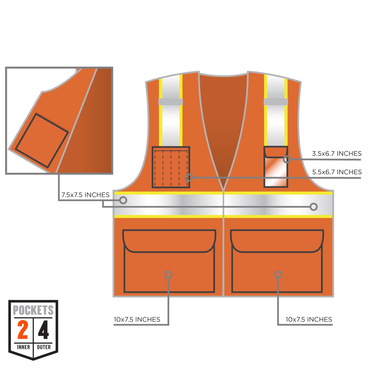 Ergodyne GloWear 2-Tone Mesh Hi-Vis Type-R Class 2 Safety Vest, 2X, Orange - Image 6