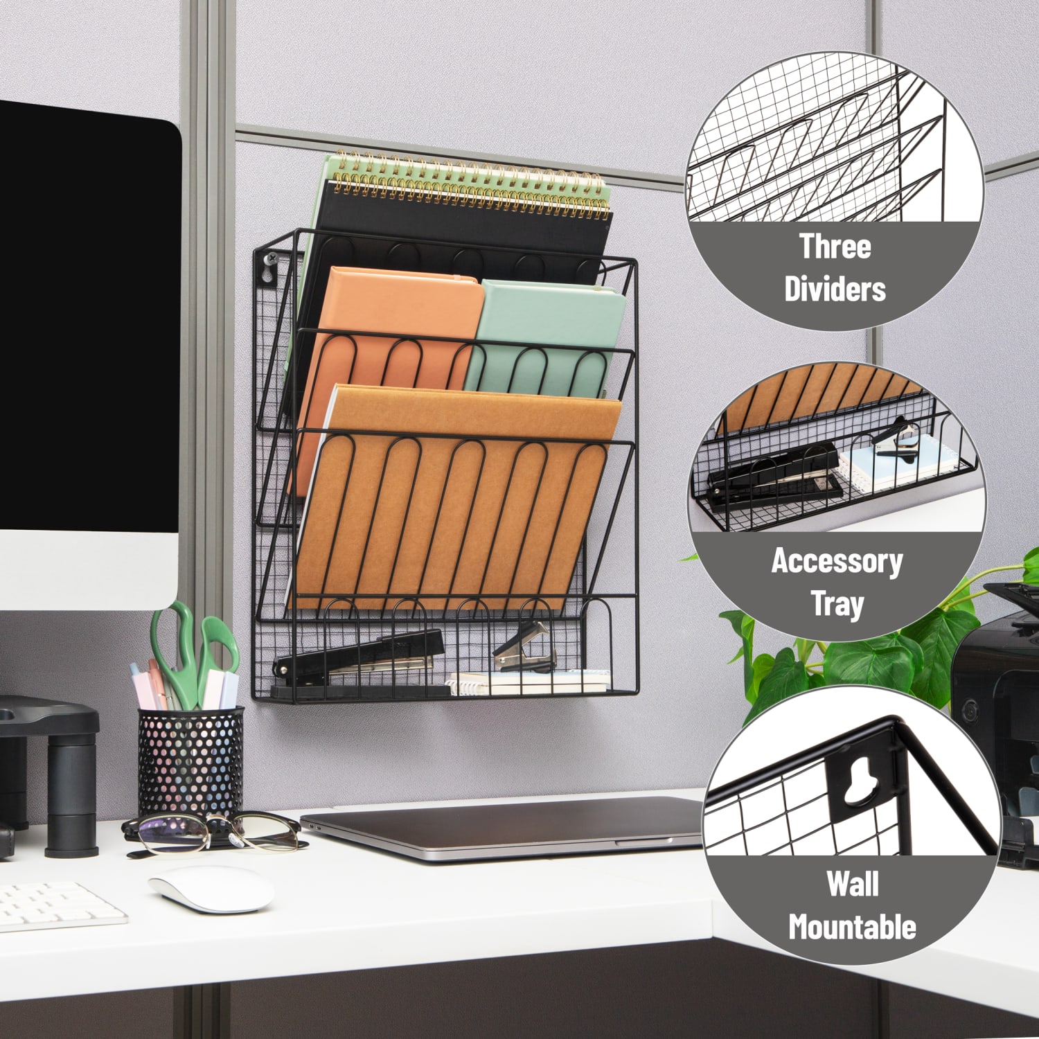 Mind Reader Metal Wire File Organizer, 15-3/4inH x 4inW x 13-1/4inD, Black, Total Qty 1 - Image 5