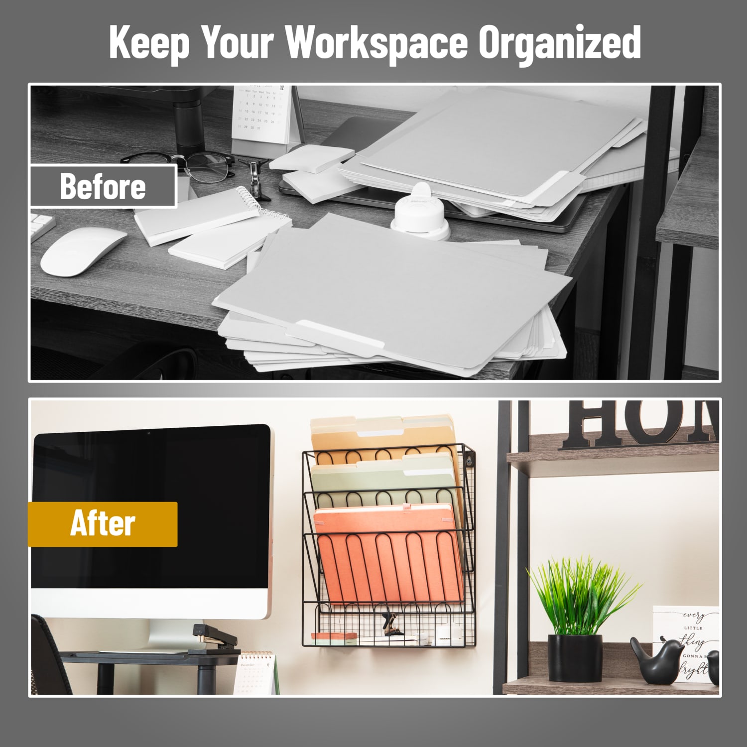 Mind Reader Metal Wire File Organizer, 15-3/4inH x 4inW x 13-1/4inD, Black, Total Qty 1 - Image 6