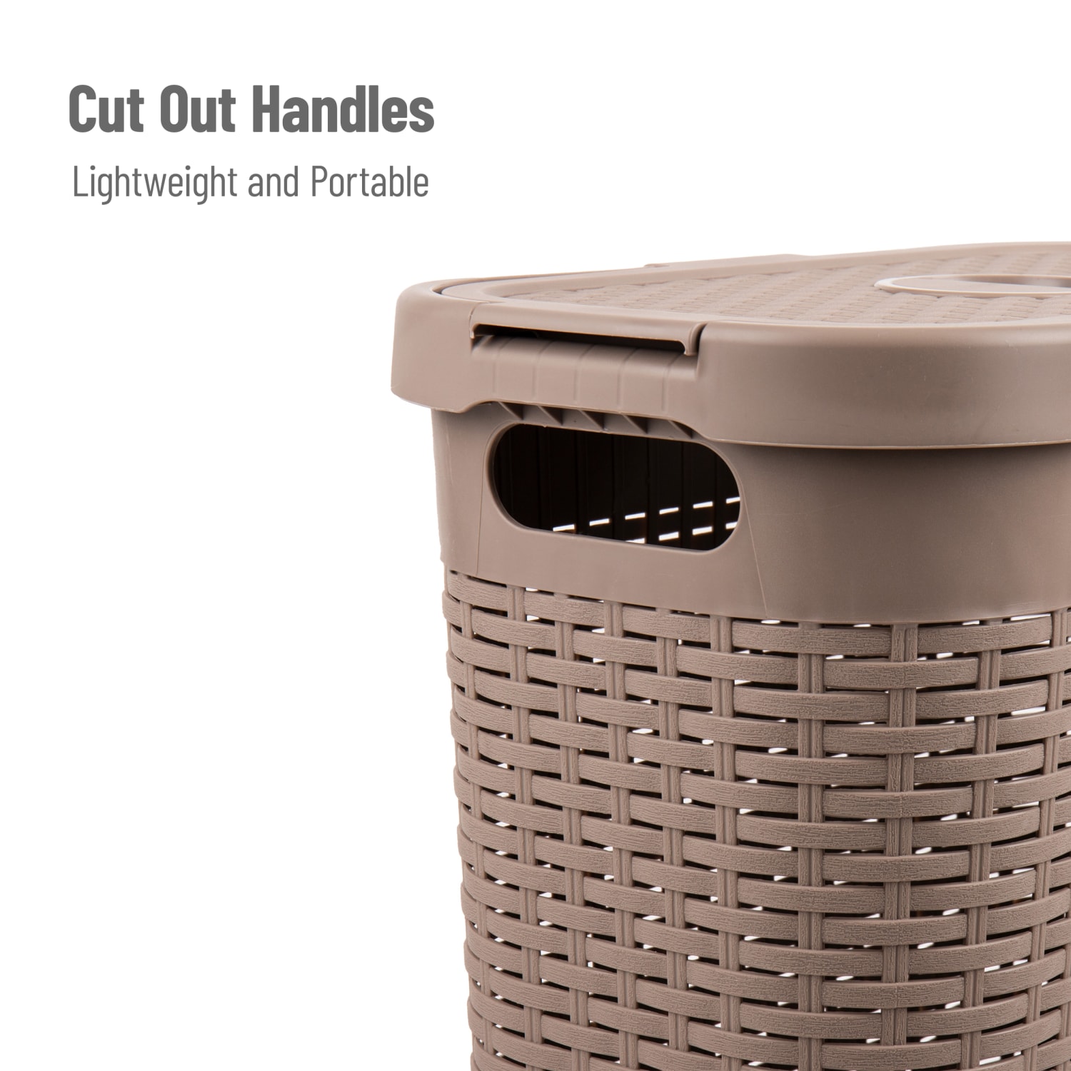 Mind Reader 40L Slim Laundry Hamper Clothes Basket with Lid, 23-1/2inH x 10-52/5inW x 18inD, Tan - Image 5