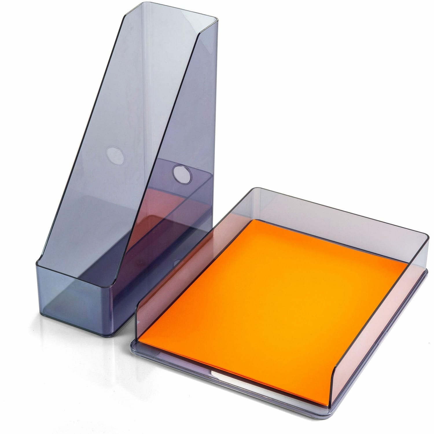 Officemate 26115 Recycled Desktop Set, Letter Tray and Magazine File, Gray - Desktop - Front Loading, Durable, Sturdy - Translucent Gray - Plastic - 1 Each