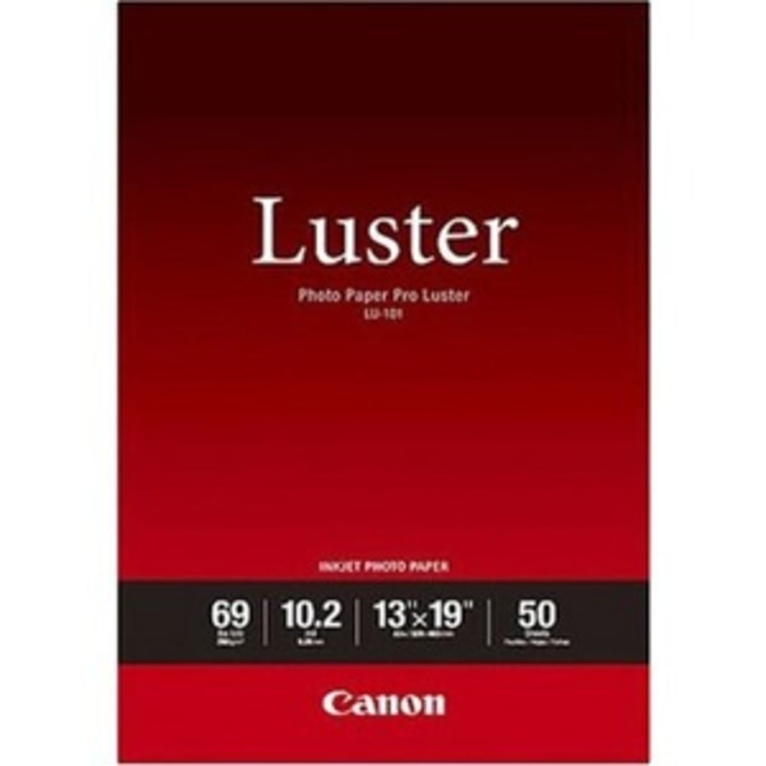 Canon Photo Paper Pro LU-101 Inkjet Print Photo Paper, Luster, Smooth, A3+, 13in x 19in, 260 g/m2, White, 50 Sheets