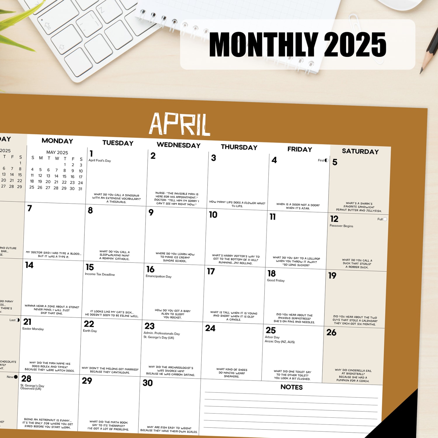 2025 Willow Creek Press Monthly Desk Pad Calendar, 17in x 12in, Bad Dad Jokes, January 2025 To December 2025, 47774 - Image 4