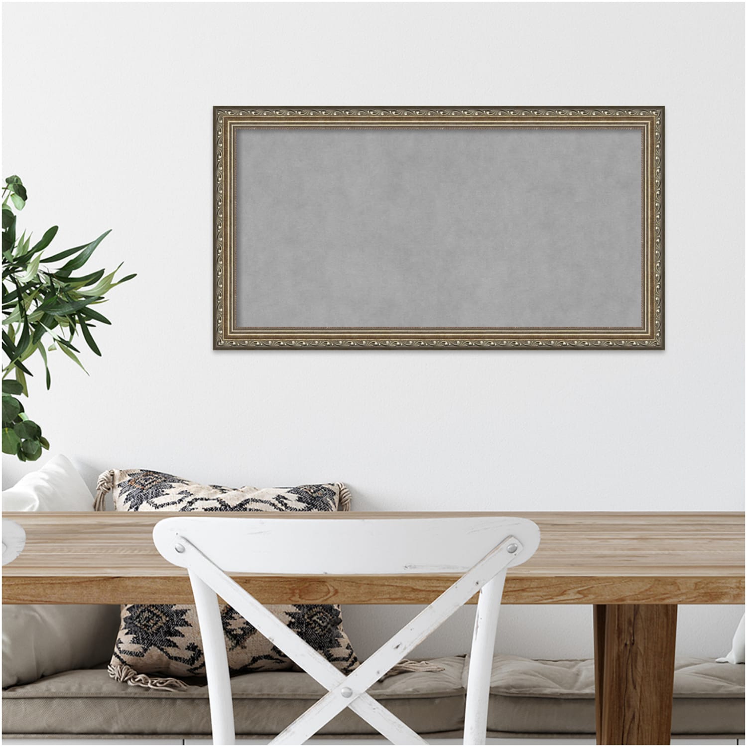 Amanti Art Magnetic Bulletin Board, Steel/Aluminum, 26in x 14in, Parisian Silver Wood Frame - Image 4