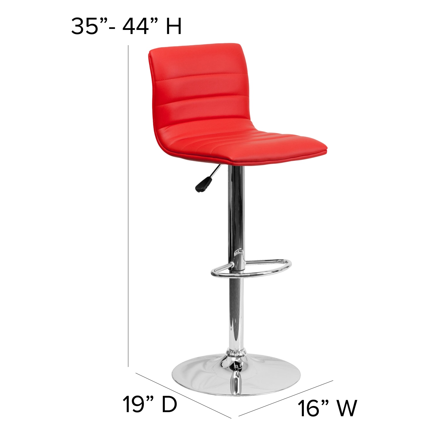Flash Furniture Contemporary Adjustable Bar Stools, Red Vinyl/Chrome Frame - Image 5