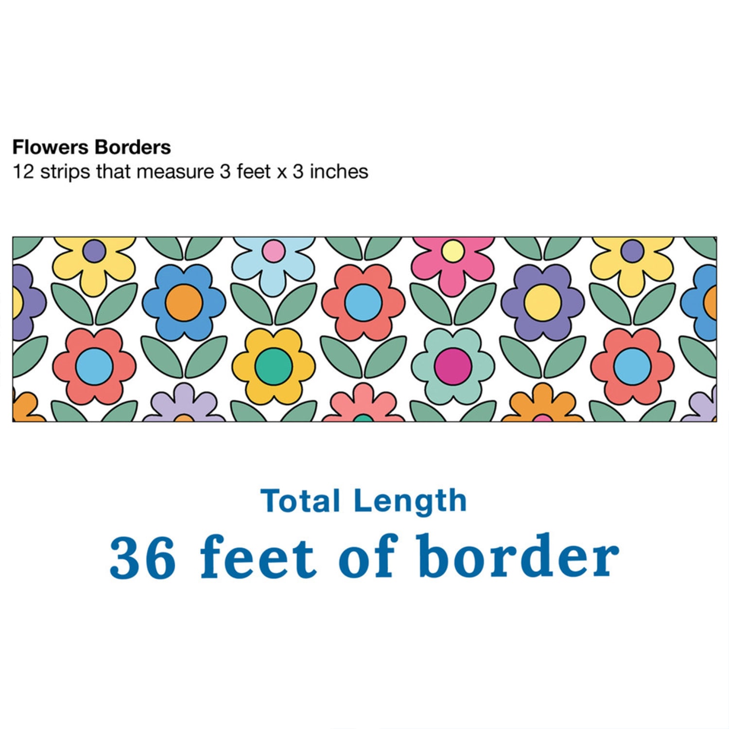 Carson Dellosa Education Straight Borders, 3in x 36in, Happily Ever Elementary Retro Remix Flowers, 36 Feet Per Pack, Set Of 6 Packs - Image 6