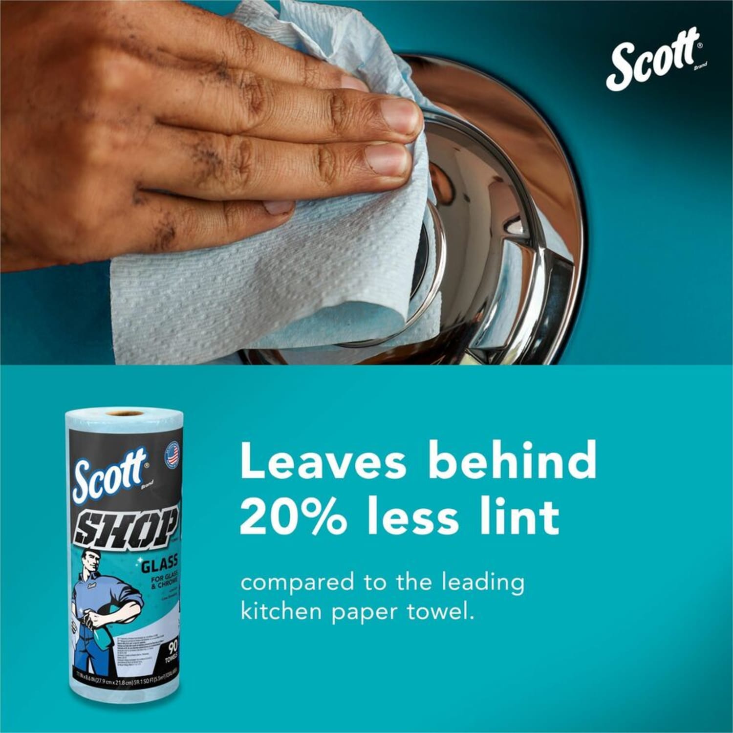 Scott Glass Cleaning Shop Towels - 90 Sheets/Roll - Blue - 12 / Carton - Image 5
