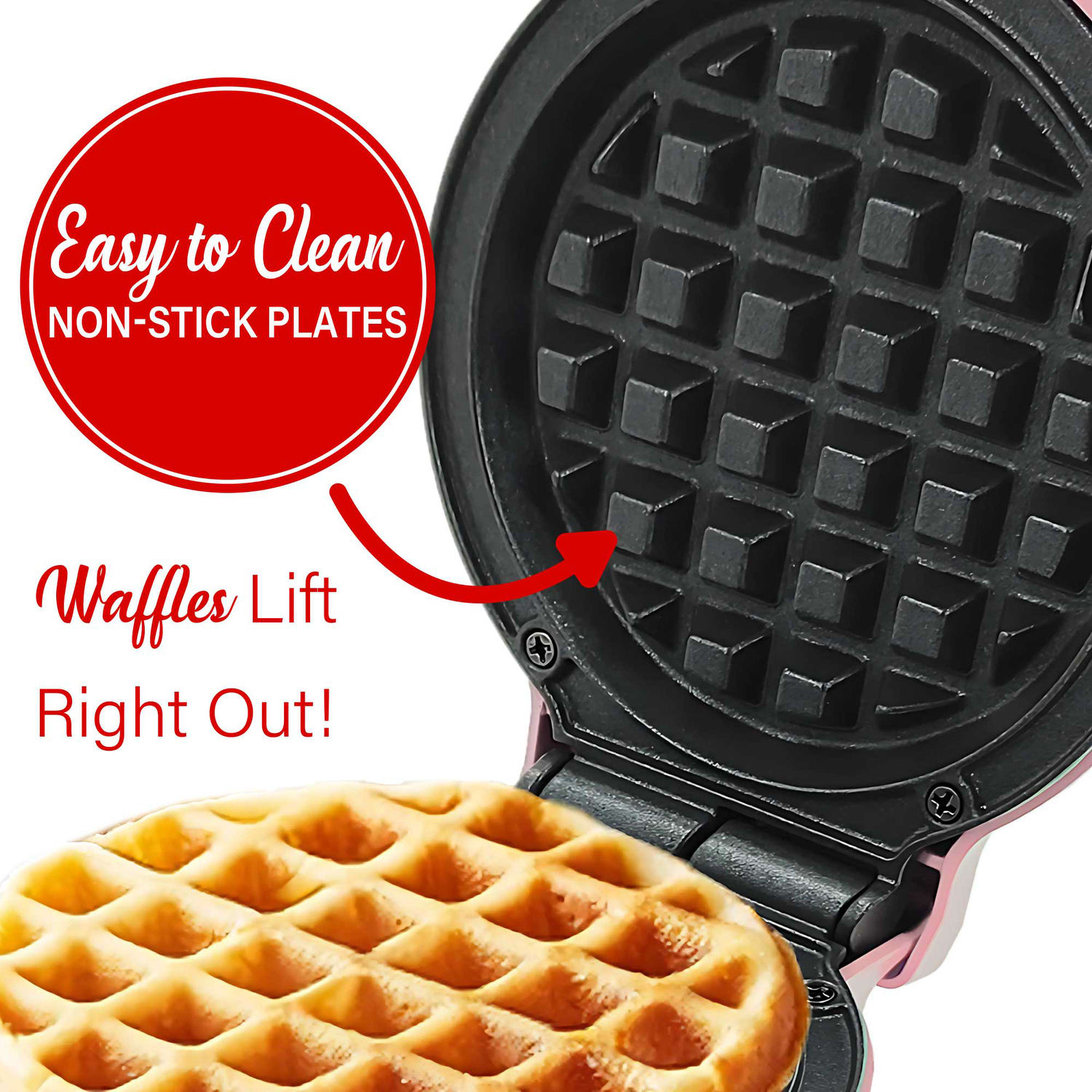 Brentwood 400-Watt Non-Stick Mini Waffle Maker, 5-In., Pink - Image 6