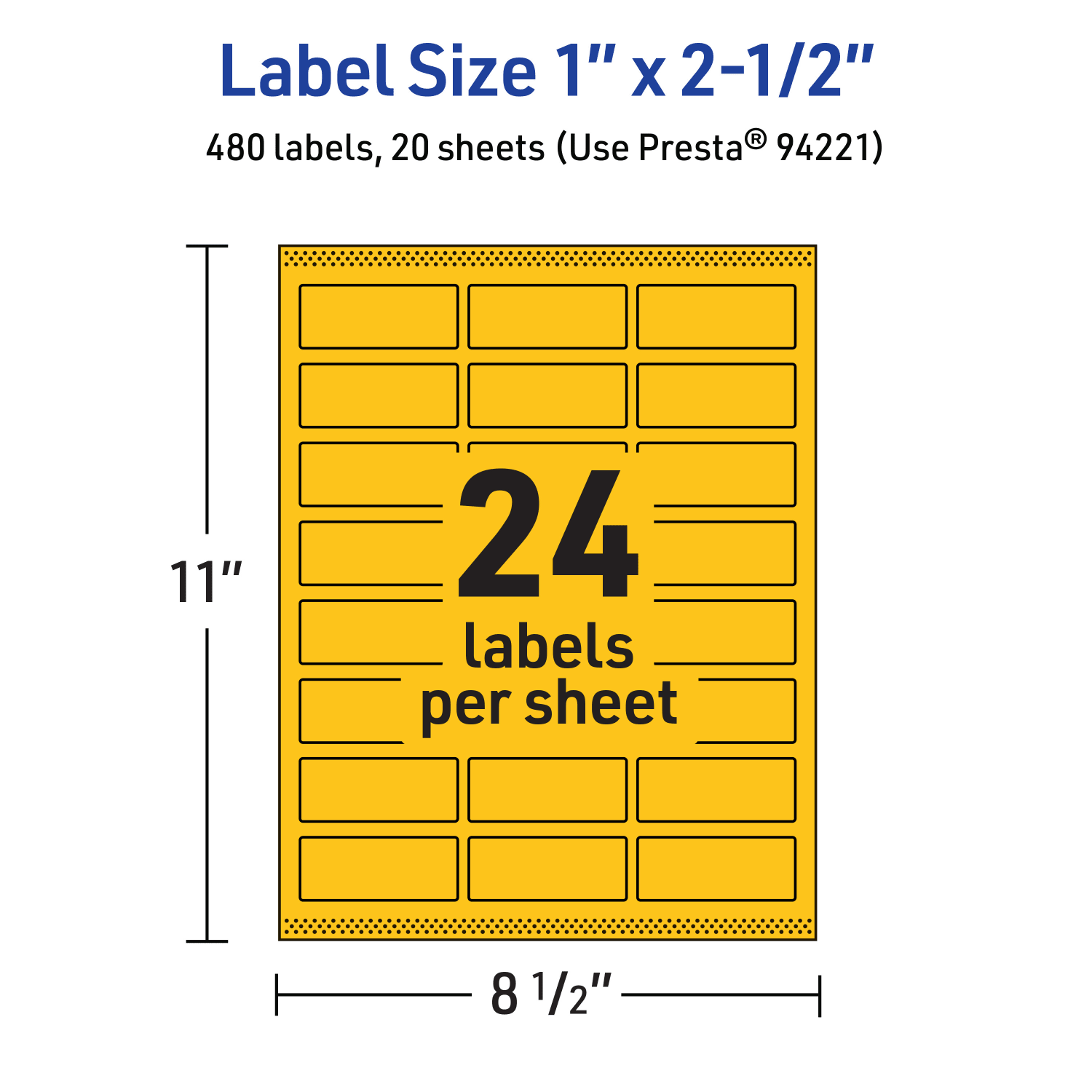 Avery Printable Labels With Sure Feed Technology, 94221-BYP20, Rectangle, 1in x 2-1/2in, Matte Bright Yellow, Pack of 480 - Image 6