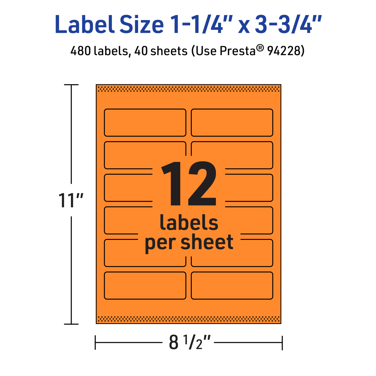 Avery Print-To-The-Edge Labels With Sure Feed Technology And Easy Peel, 94228-BOP40, Rectangle, 1-1/4in x 3-3/4in, Matte Bright Orange, Pack of 480 - Image 6