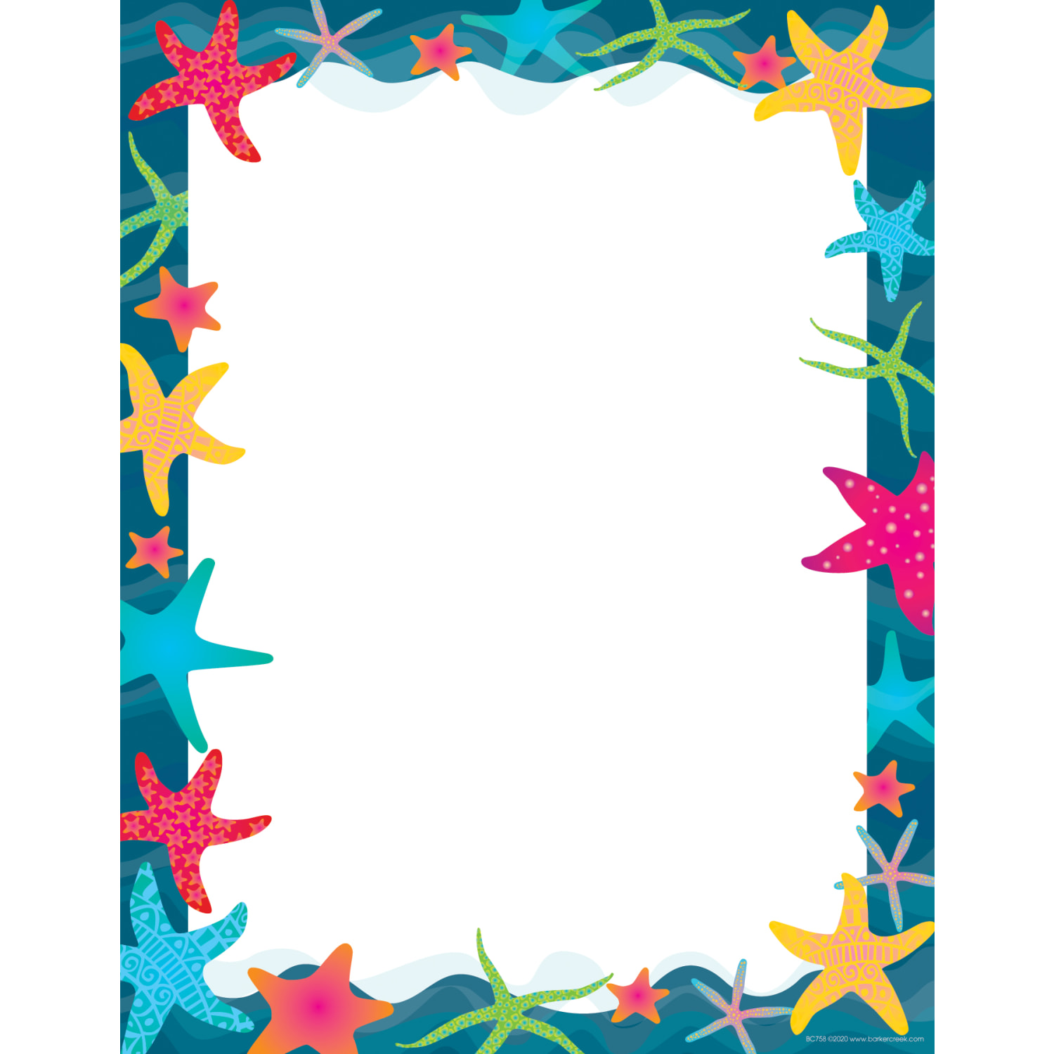 Barker Creek Designer Computer Paper, 8-1/2in x 11in, Kai Ola Starfish And Sea Turtles, 50 Sheets Per Pack, Set Of 2 Packs - Image 3