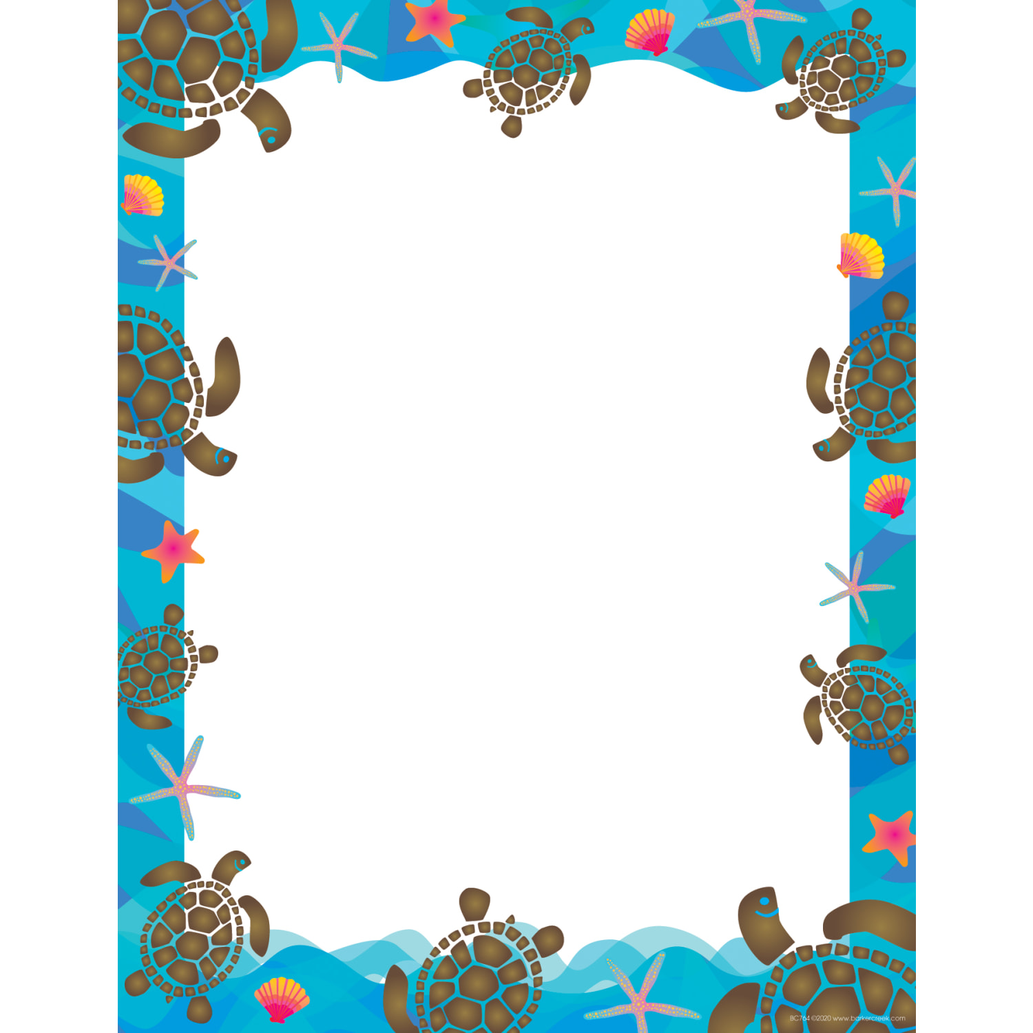 Barker Creek Designer Computer Paper, 8-1/2in x 11in, Kai Ola Starfish And Sea Turtles, 50 Sheets Per Pack, Set Of 2 Packs - Image 4