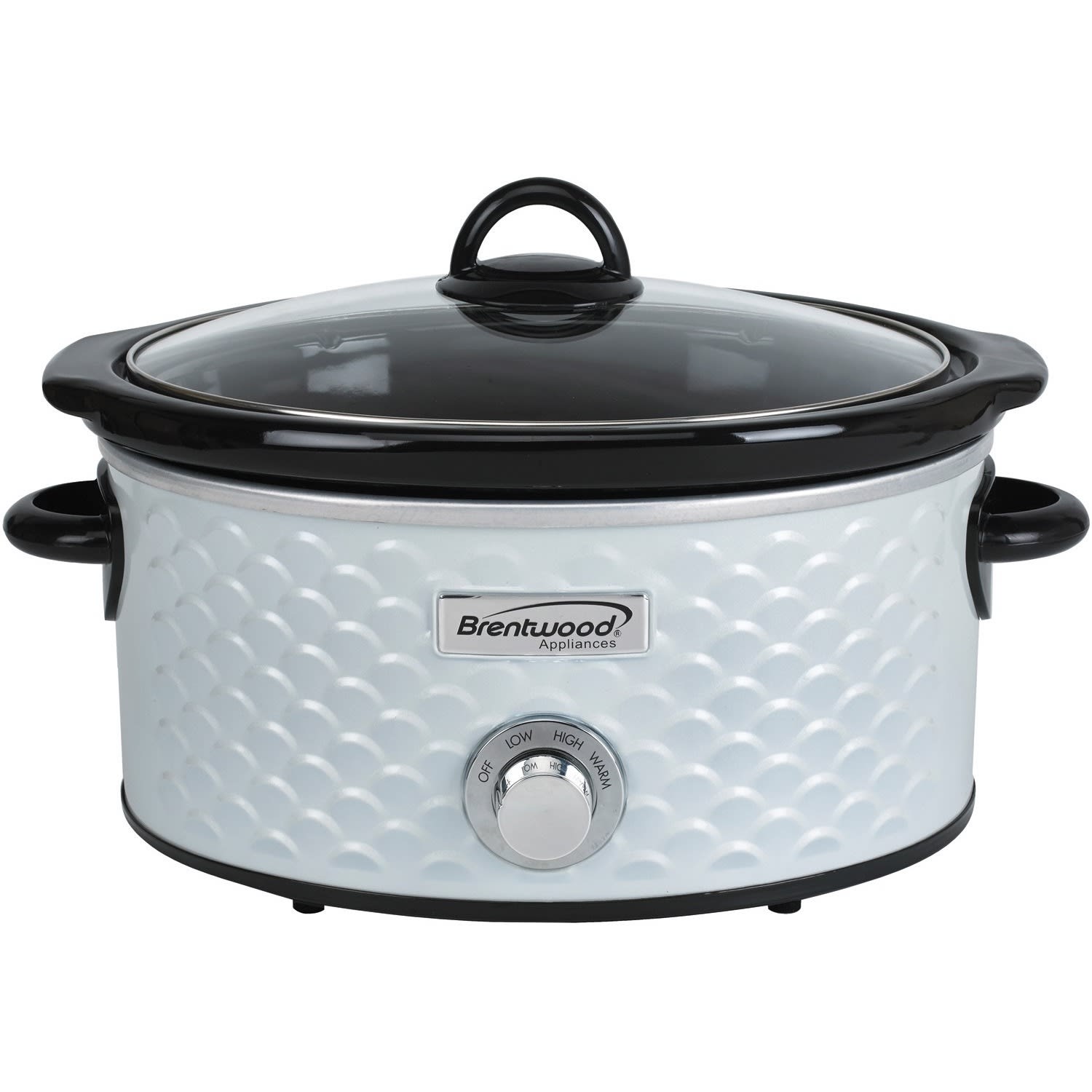 Brentwood SC-140W Scallop Pattern 4.5 Quart Slow Cooker, White - 220 W1.12 gal - Cooking - White