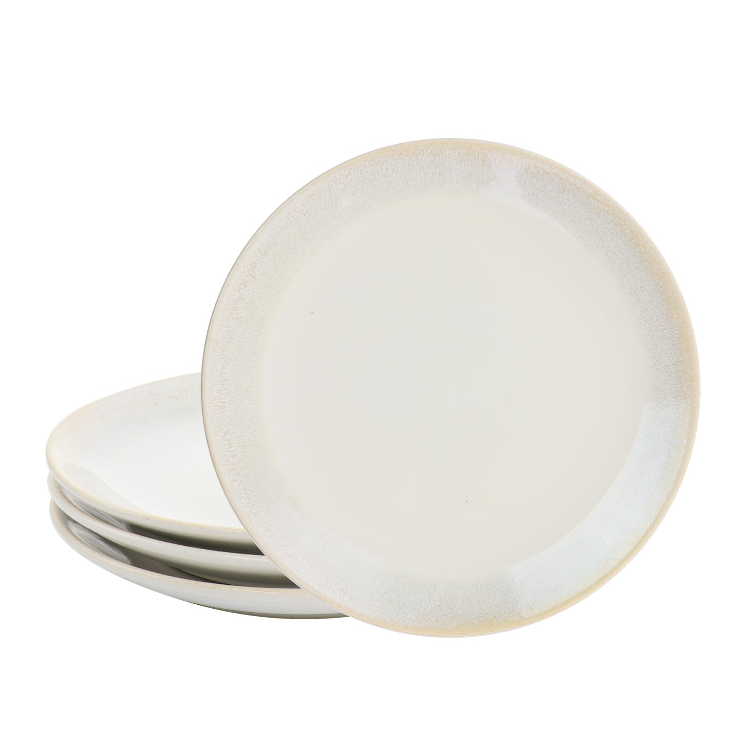 Martha Stewart 12-Piece Round Stoneware Dinnerware Set, Taupe/White - Image 6