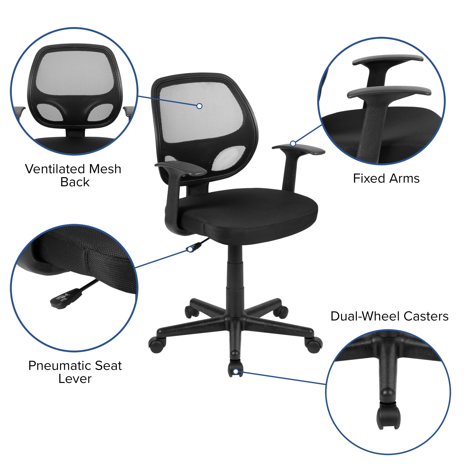 Flash Furniture Flash Fundamentals Mesh MidBack Task Chair Black PopularChairscom Flash Furniture Flash Fundamentals Mesh Mid Back Task Chair Black PopularChairscom