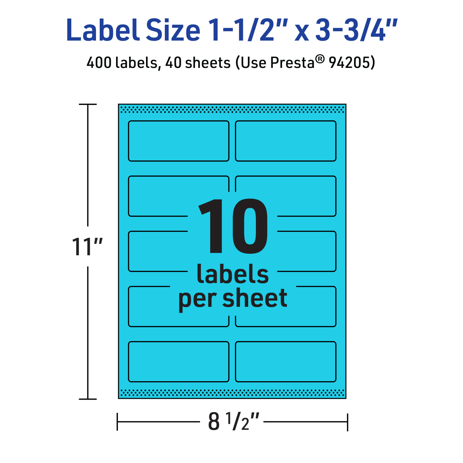 Avery Print-To-The-Edge Labels With Sure Feed Technology And Easy Peel, 94205-BBP40, Rectangle, 1-1/2in x 3-3/4in, Matte Bright Blue, Pack of 400 - Image 6