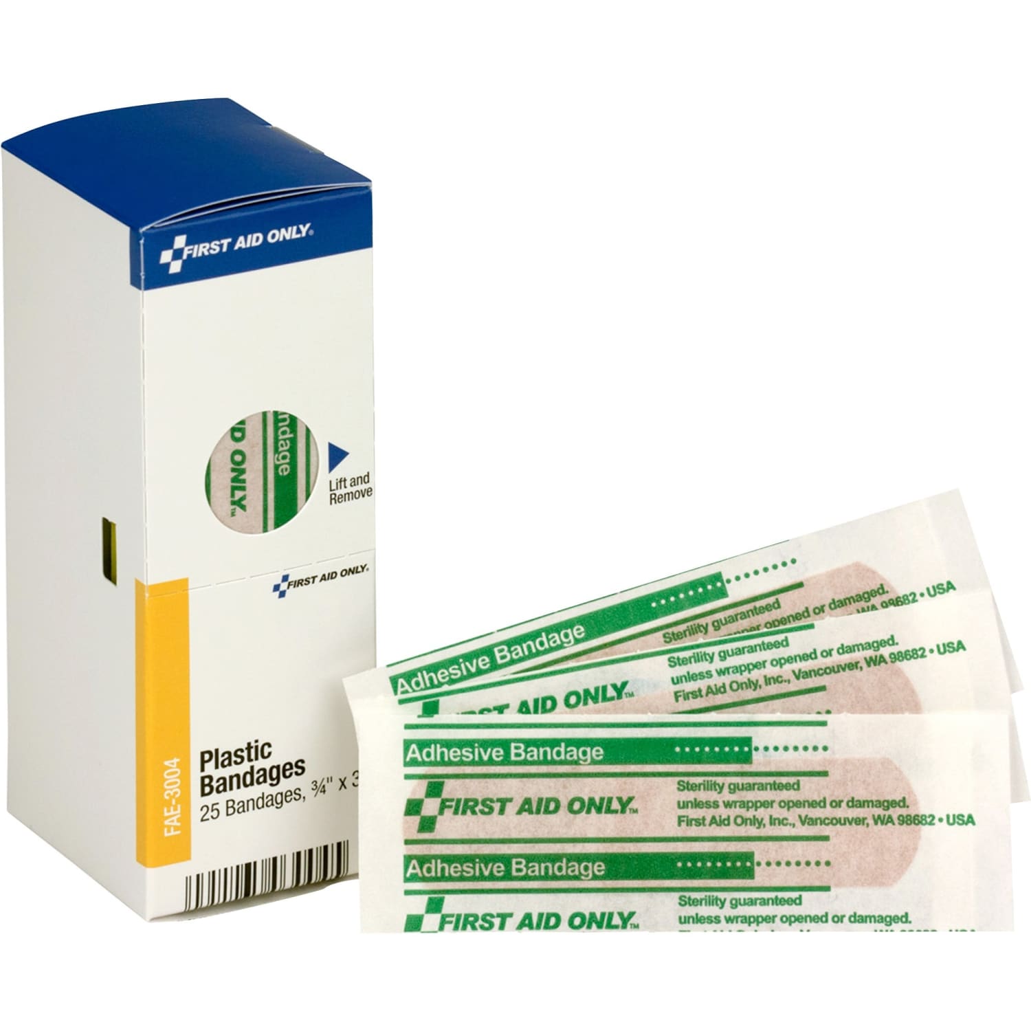 First Aid Only Plastic Bandages, 3/4in x 3in, Beige, Box Of 25 - Image 4