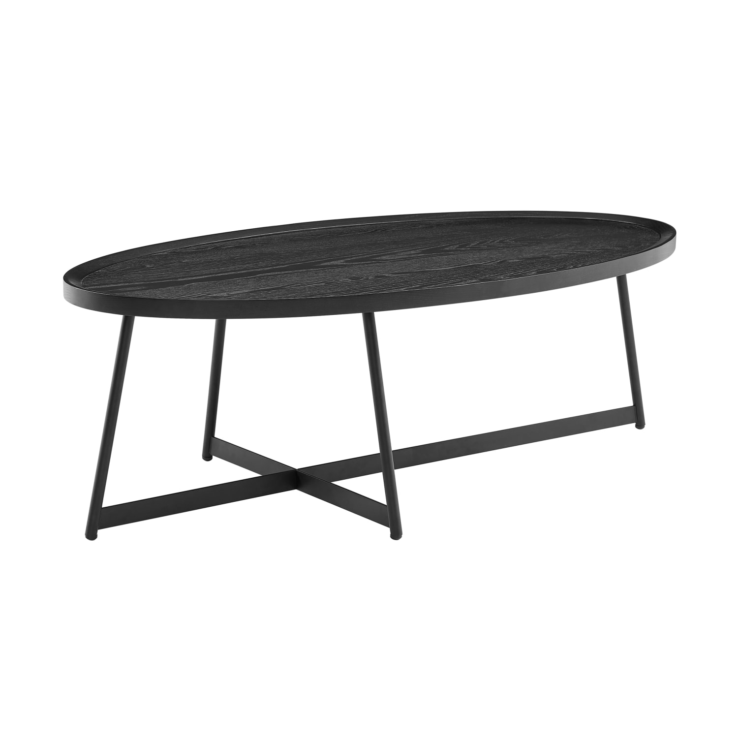 Eurostyle Niklaus Oval Coffee Table, 15-1/2inH x 47inW x 23-1/2inD, Black - Image 3