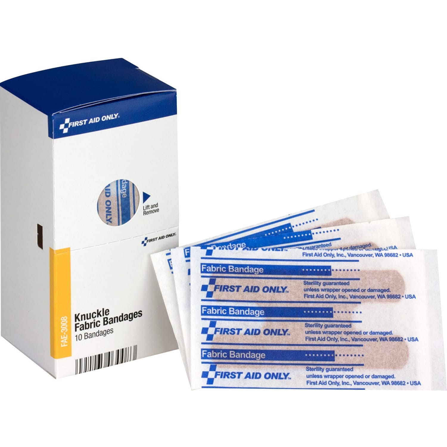 First Aid Only Fabric Knuckle Bandages, 3in x 1in, Beige, Box Of 10 - Image 4