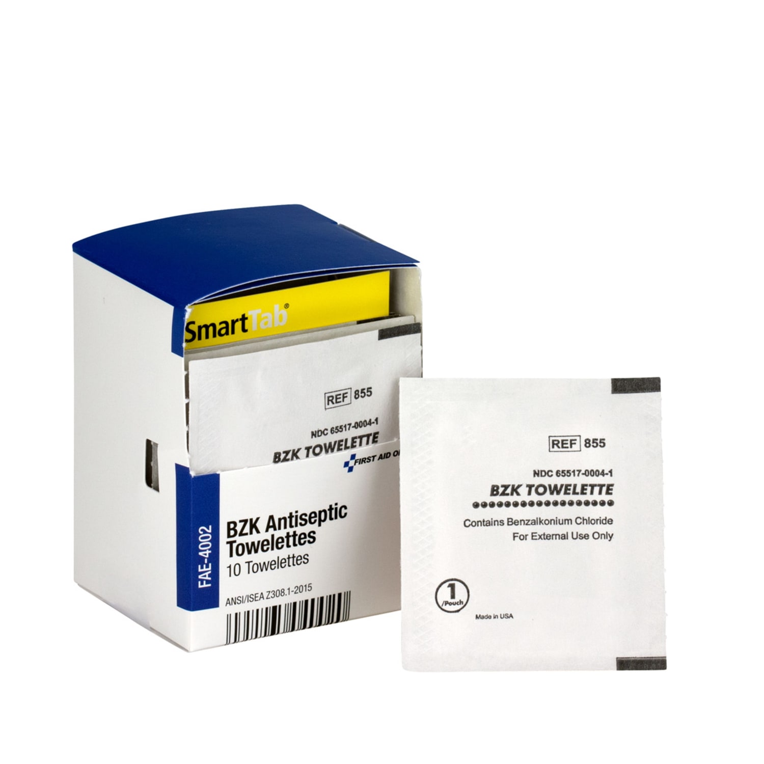 First Aid Only BZK Antiseptic Towelettes - - 4.75in Width x 7.75in Length - White - 10 / Box - Image 3