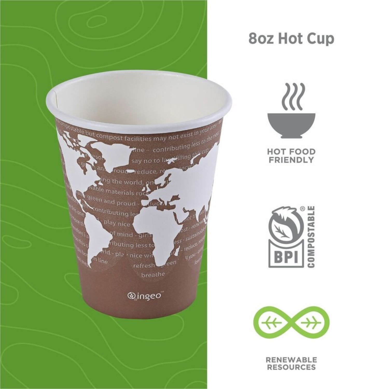 Eco-Products World Art Hot Beverage Cups, 8 Oz, Maroon, Carton Of 1000 - Image 4