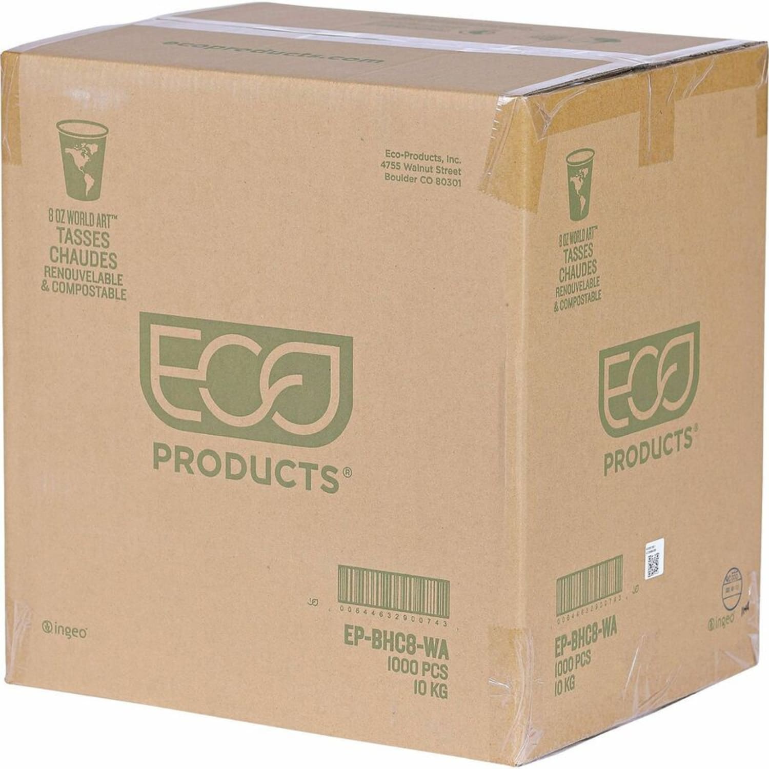 Eco-Products World Art Hot Beverage Cups, 8 Oz, Maroon, Carton Of 1000 - Image 5