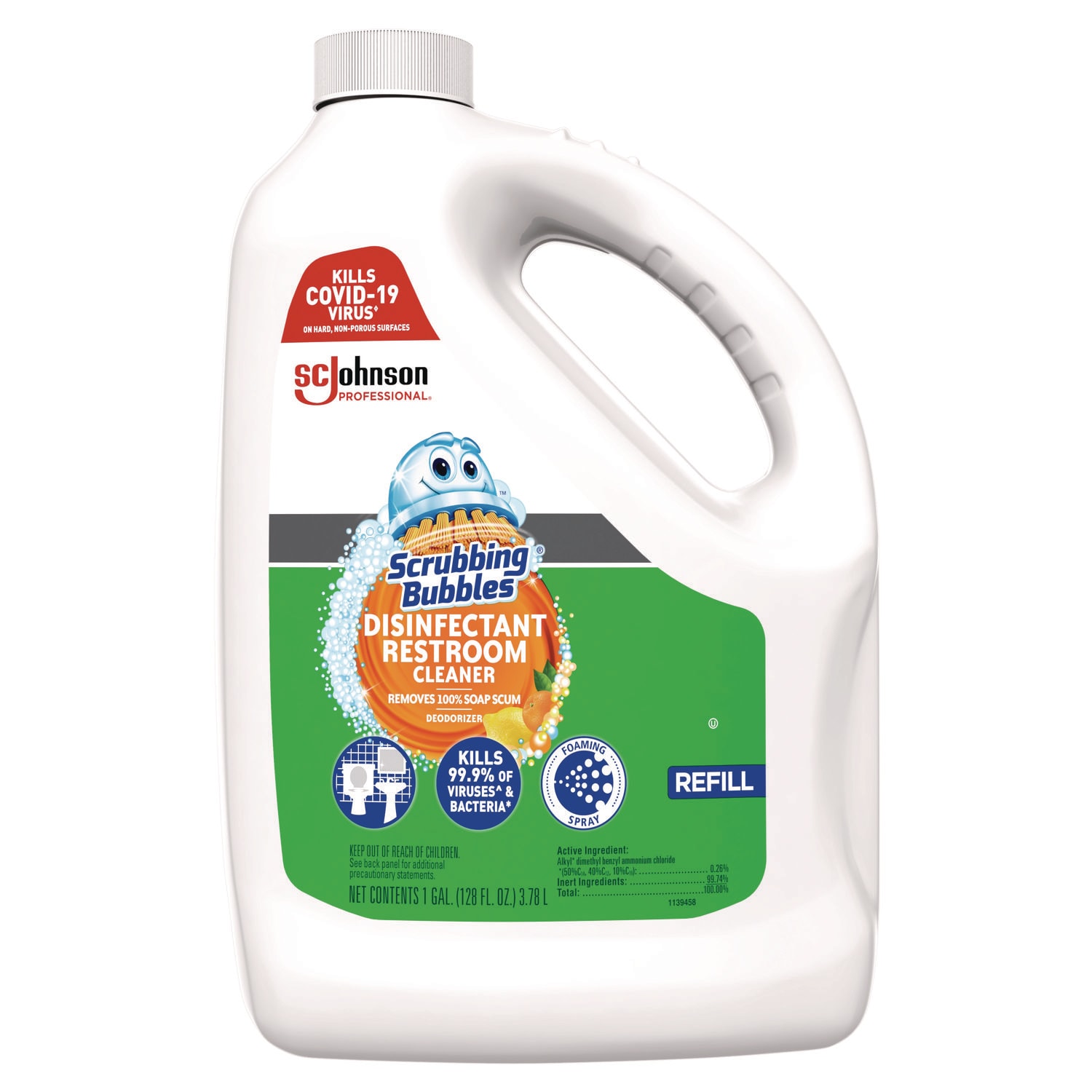 Scrubbing Bubbles Disinfectant Restroom Cleaner, Citrus Scent, 1 gal Bottle, 4/Carton - Image 6