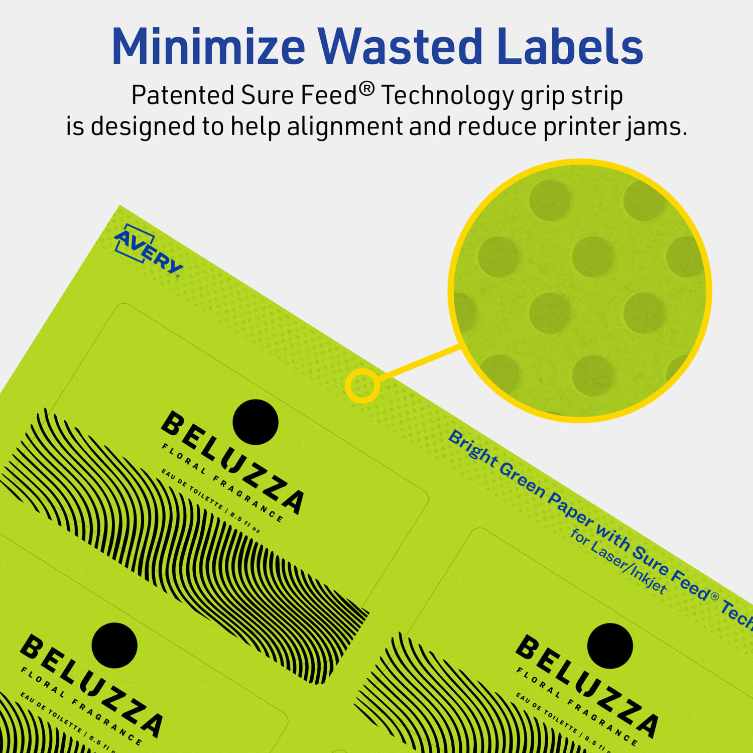 Avery Print-To-The-Edge Labels With Sure Feed Technology And Easy Peel, 94238-BGP10, Rectangle, 2in x 3-1/2in, Matte Bright Green, Pack of 80 - Image 5
