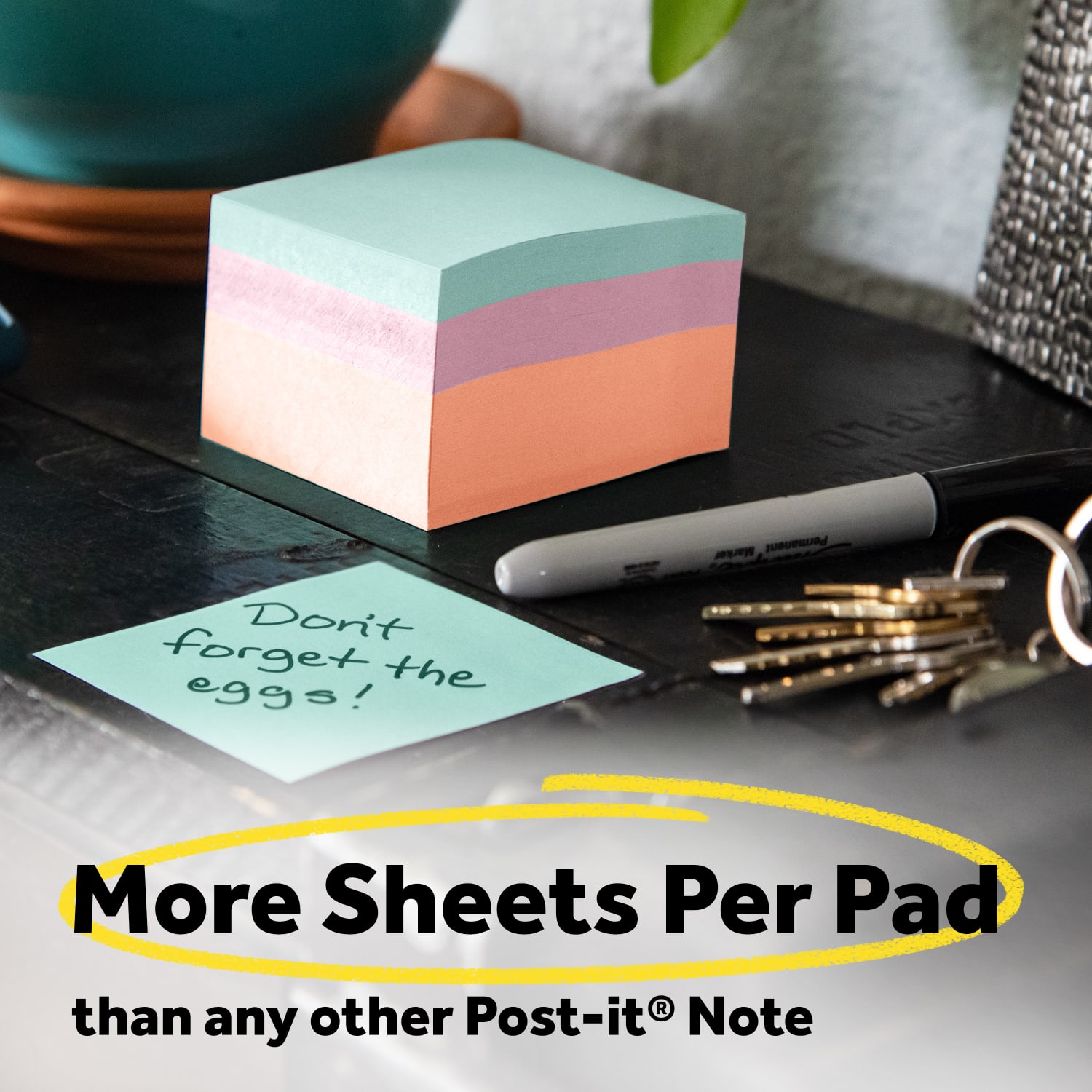 Post-it Notes Cube, 3 in. x 3 in., Assorted Pastel Colors, 400 Sheets/Cube - Image 5