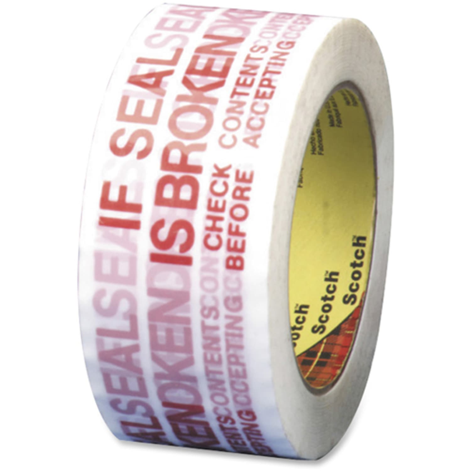 Scotch Preprinted Message Seal Broken Tape - 109.36 yd x 1.88in- 1.9in Thickness - 4.48in Dia - 3in Core - Polypropylene Film Backing - 36/Carton - White - Image 3