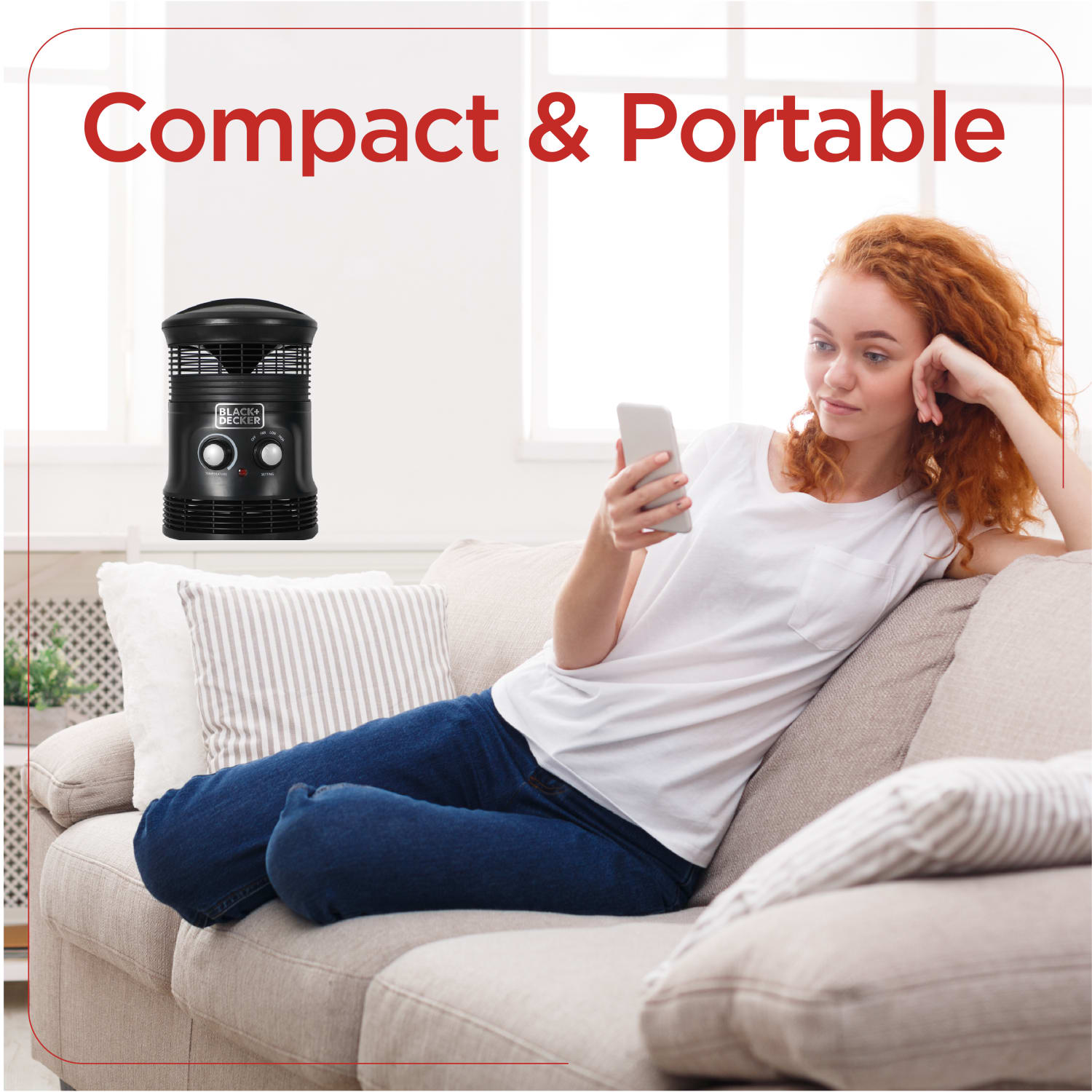 Black+Decker 360 deg. Personal Portable Space Heater, 12-1/16inH x 7-7/8inW x 8-1/8inD - Image 5