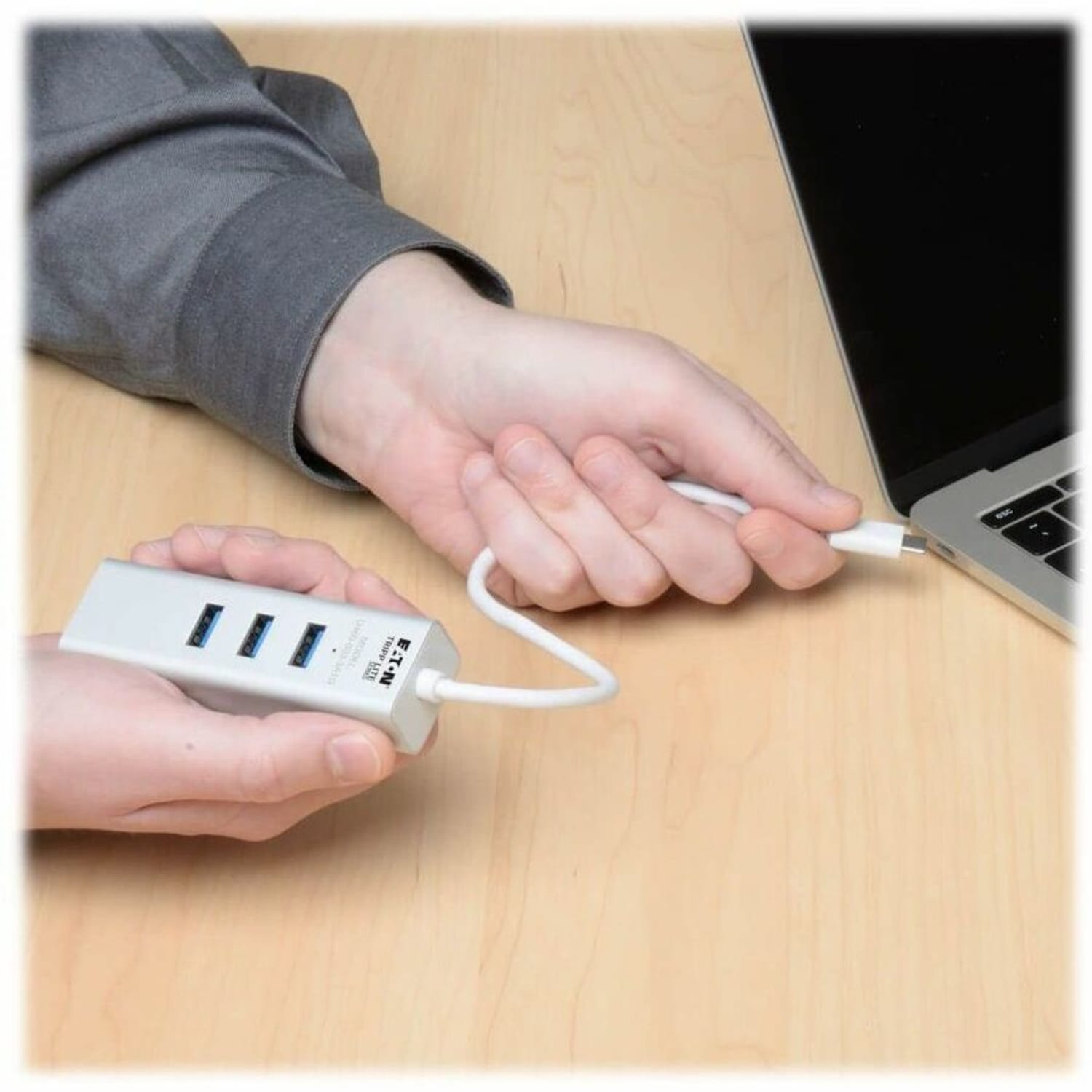 Eaton Tripp Lite series 3-Port USB 3.1 Gen 1 USB-C Portable Hub/Adapter, 3 USB-A Ports and Gigabit Ethernet Port, Thunderbolt 3 Compatible - Image 5