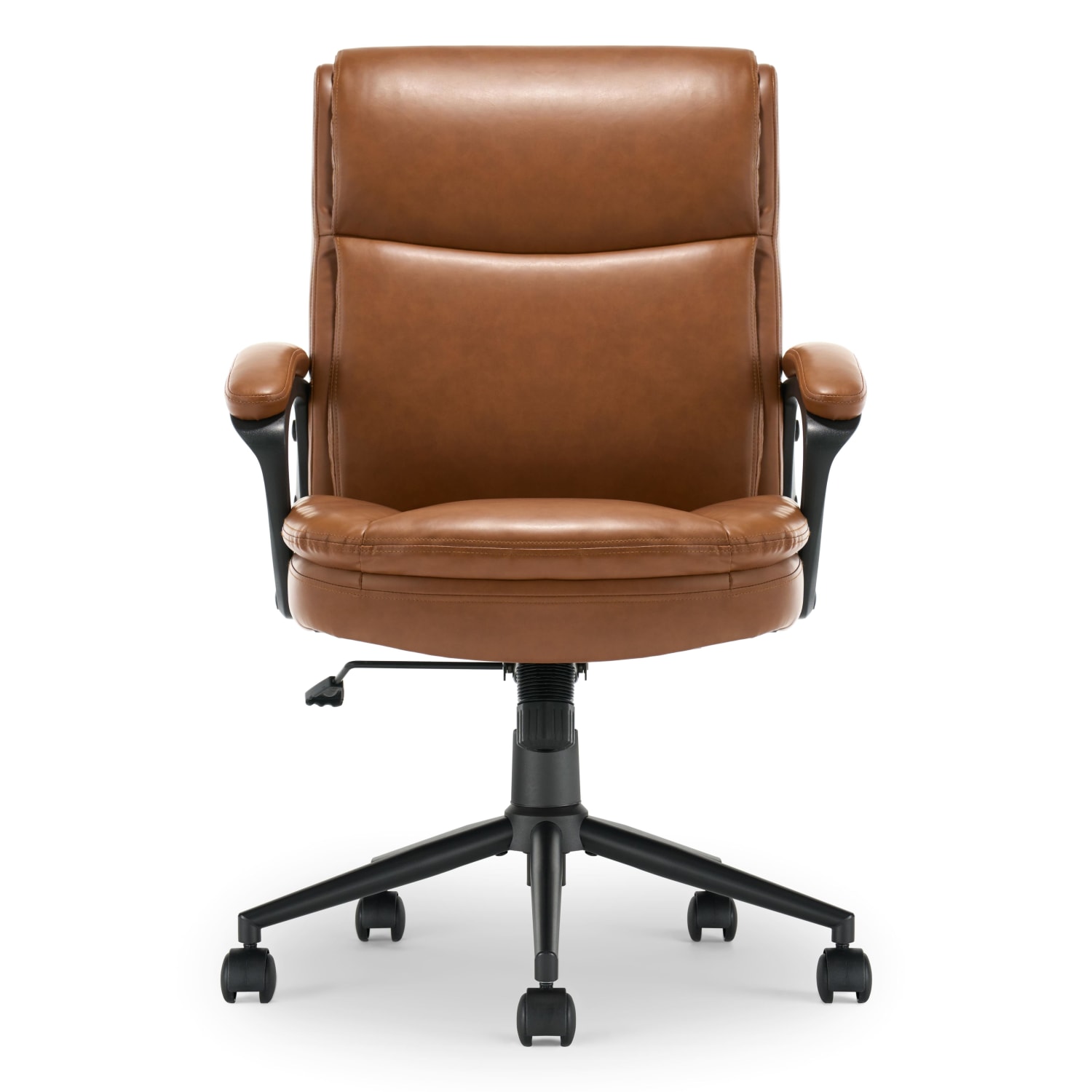 Click365 Transform 20 Ergonomic Bonded Leather MidBack Office Chair CognacBlack PopularChairscom Click365 Transform 20 Ergonomic Bonded Leather Mid Back Office Chair CognacBlack PopularChairscom