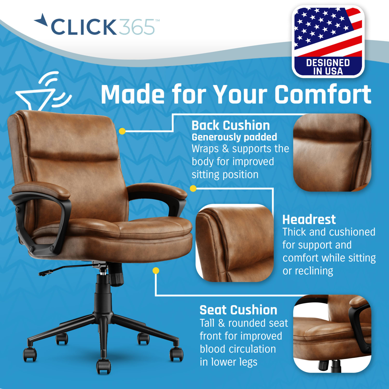 Click365 Transform 20 Ergonomic Bonded Leather MidBack Office Chair CognacBlack PopularChairscom Click365 Transform 20 Ergonomic Bonded Leather Mid Back Office Chair CognacBlack PopularChairscom