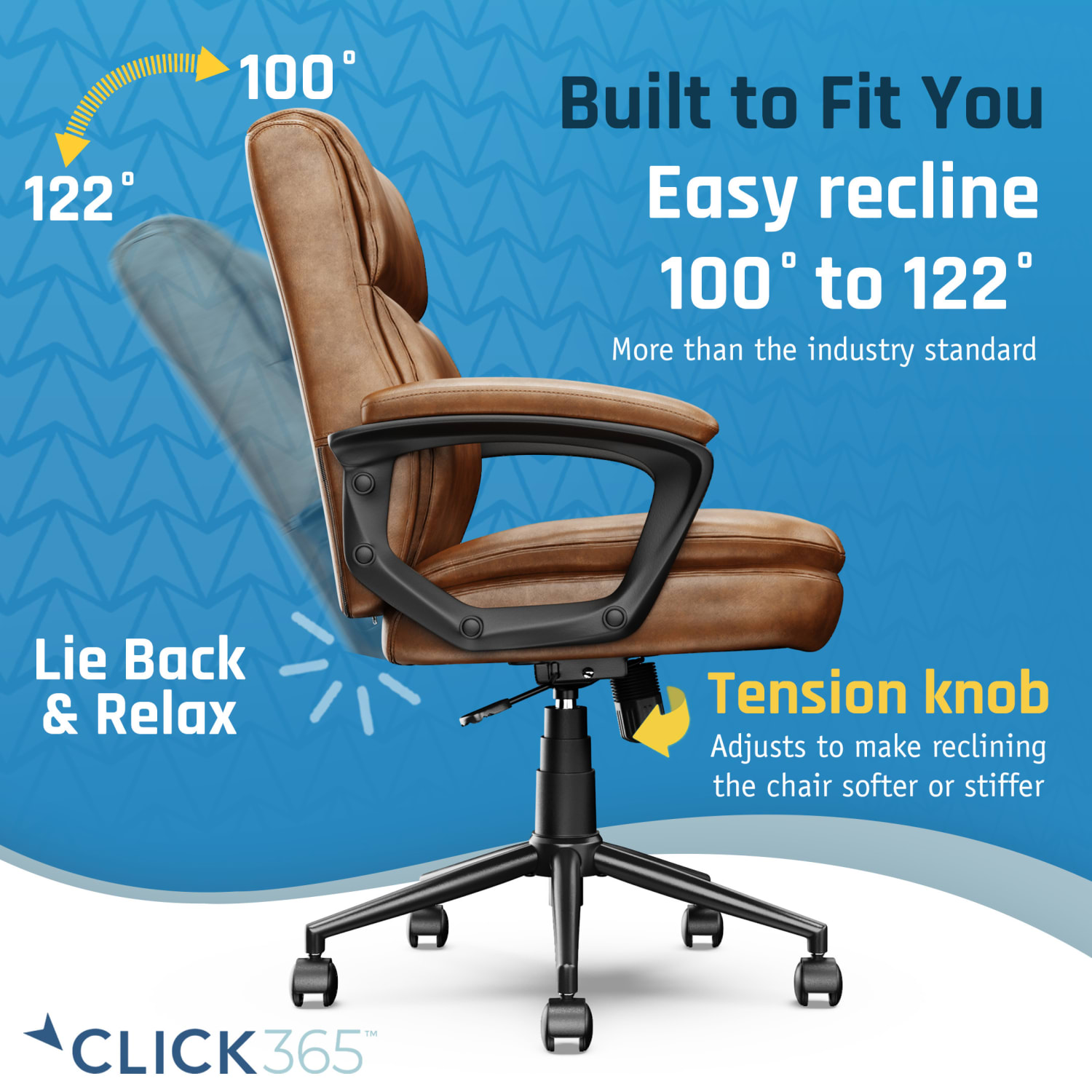 Click365 Transform 20 Ergonomic Bonded Leather MidBack Office Chair CognacBlack PopularChairscom Click365 Transform 20 Ergonomic Bonded Leather Mid Back Office Chair CognacBlack PopularChairscom