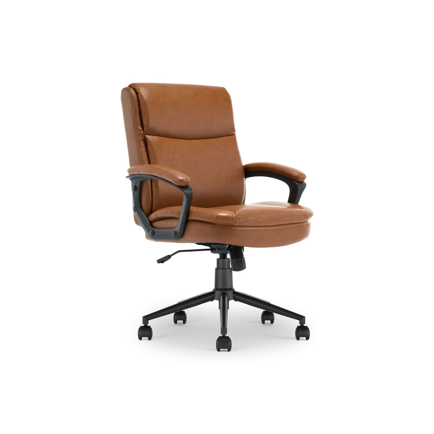 Click365 Transform 20 Ergonomic Bonded Leather MidBack Office Chair CognacBlack PopularChairscom Click365 Transform 20 Ergonomic Bonded Leather Mid Back Office Chair CognacBlack PopularChairscom