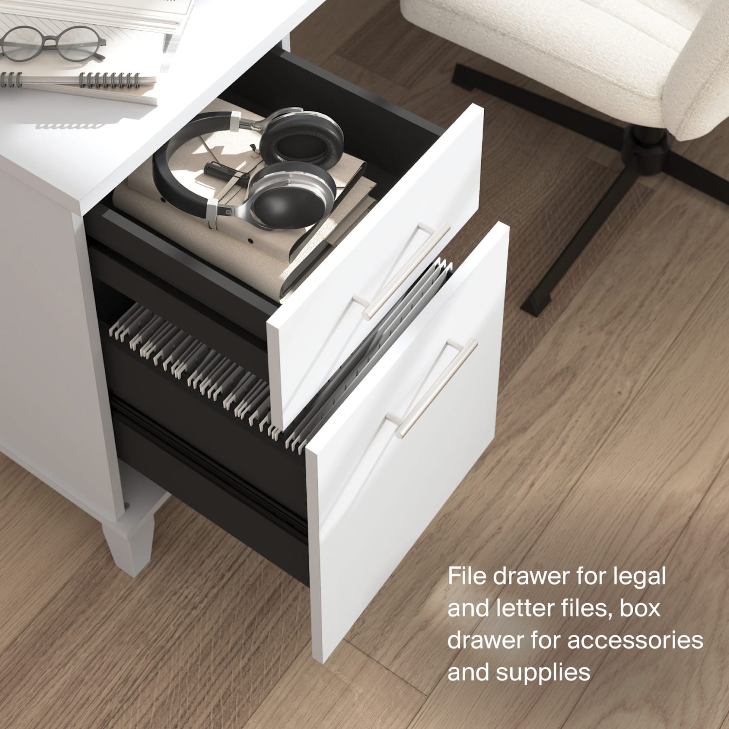 Bush Furniture Somerset Office Desk With Hutch, 72inW, White, Standard Delivery - Image 6