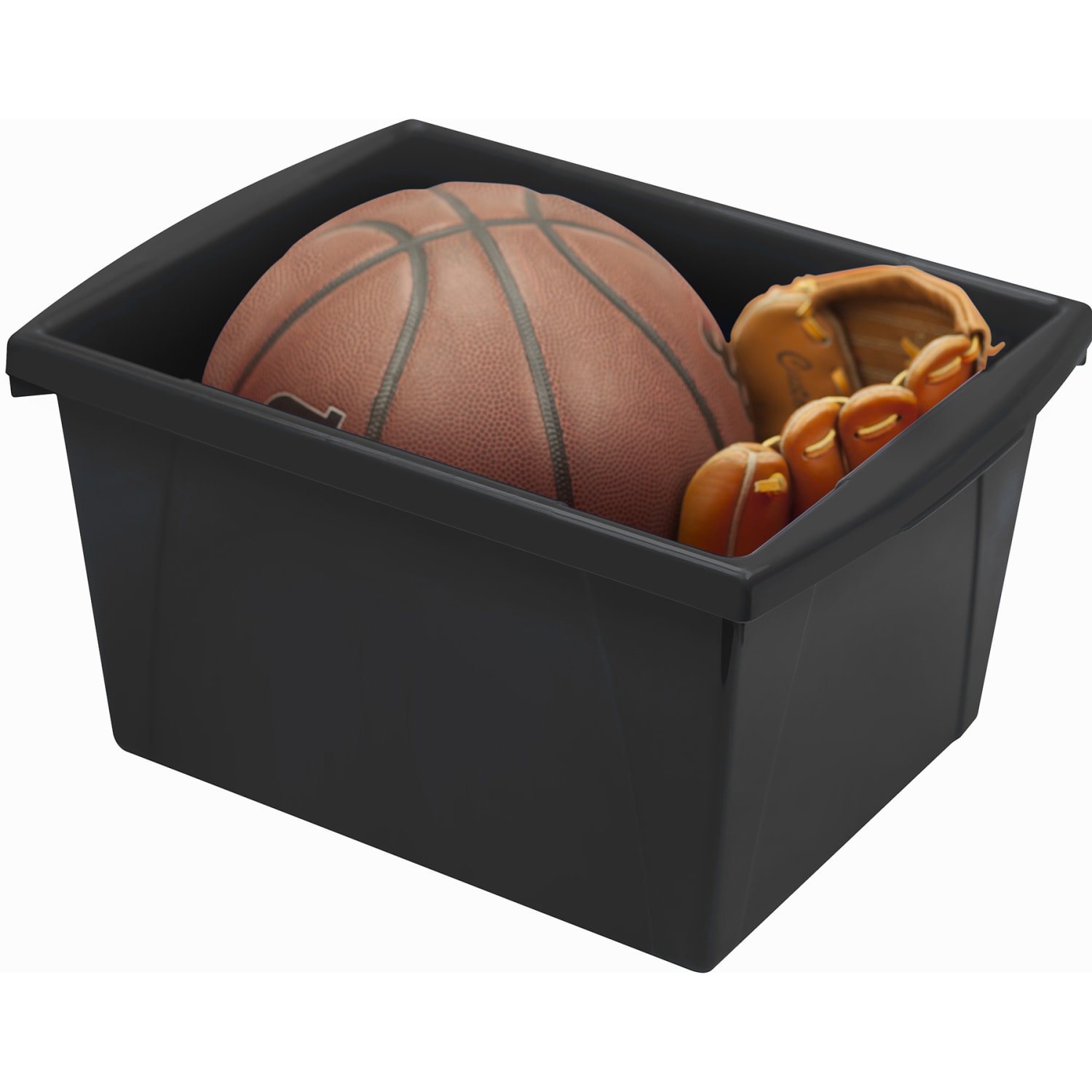 Storex Classroom Storage Bins, 4 Gallon, 7-15/16inH x 11-5/16inW x 13-5/8inD, Black, Pack Of 3 Bins - Image 4