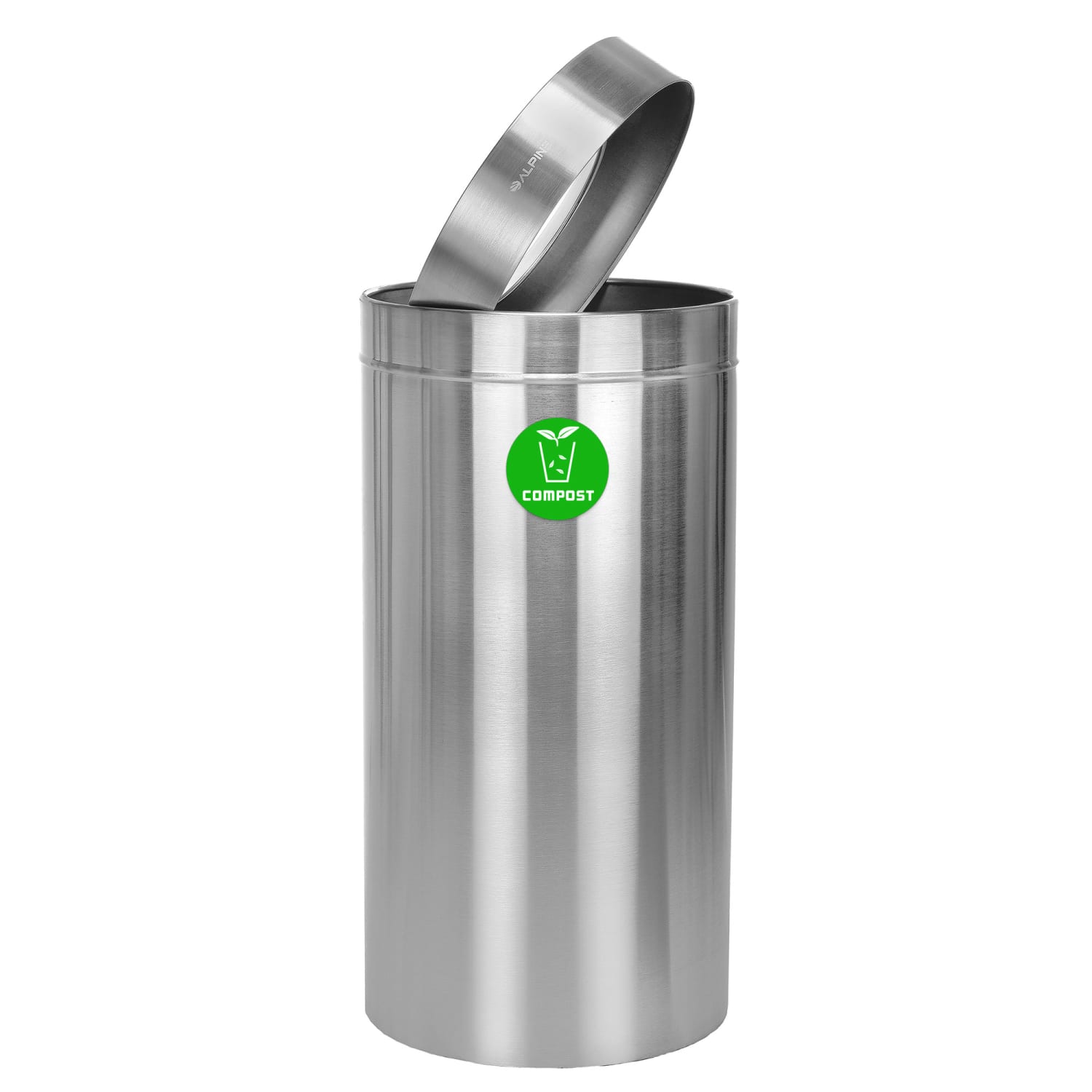 Alpine Industries Stainless Steel Compost Can, 27 Gallons, Silver - Image 3