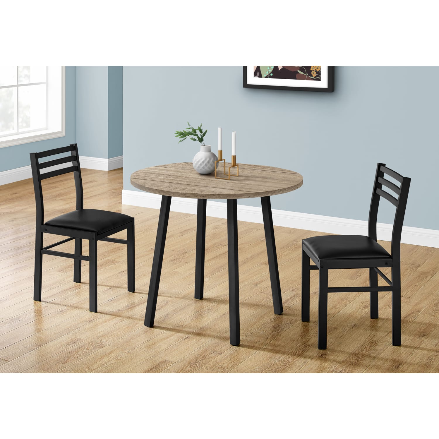 Monarch Specialties Amy Dining Set, 30inH x 35inW x 35inD, Dark Taupe/Black - Image 4