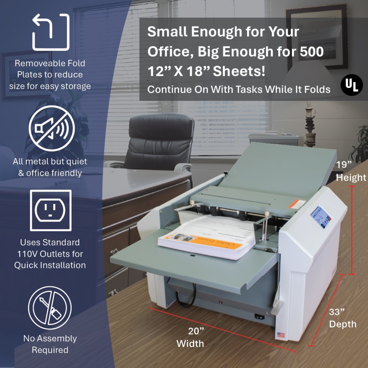 Formax FD 386 Automatic Desktop Paper & Letter Folder, Gray - Image 4