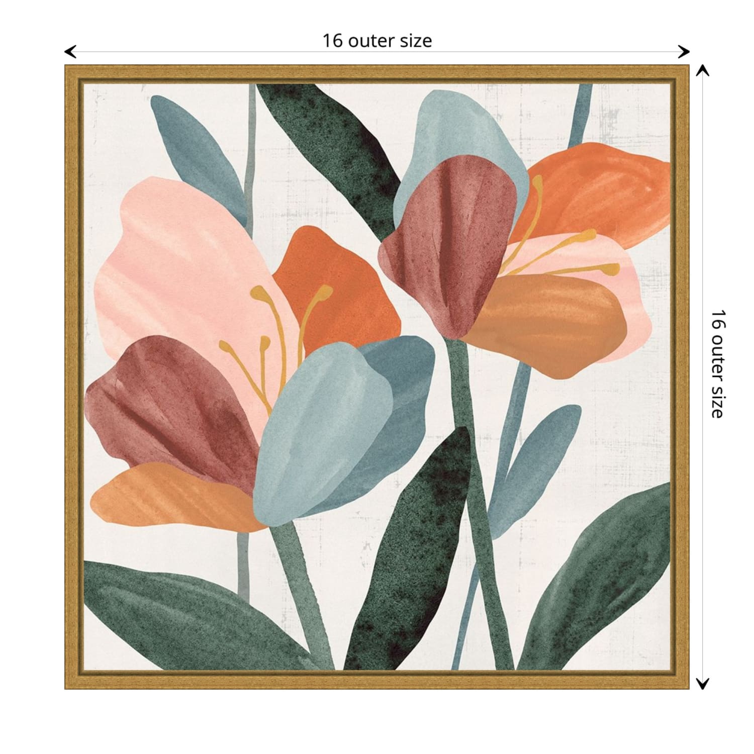 Amanti Art Azalea Flowers Joining II by Annie Warren Framed Canvas Wall Art Print, 16inH x 16inW, Gold - Image 6