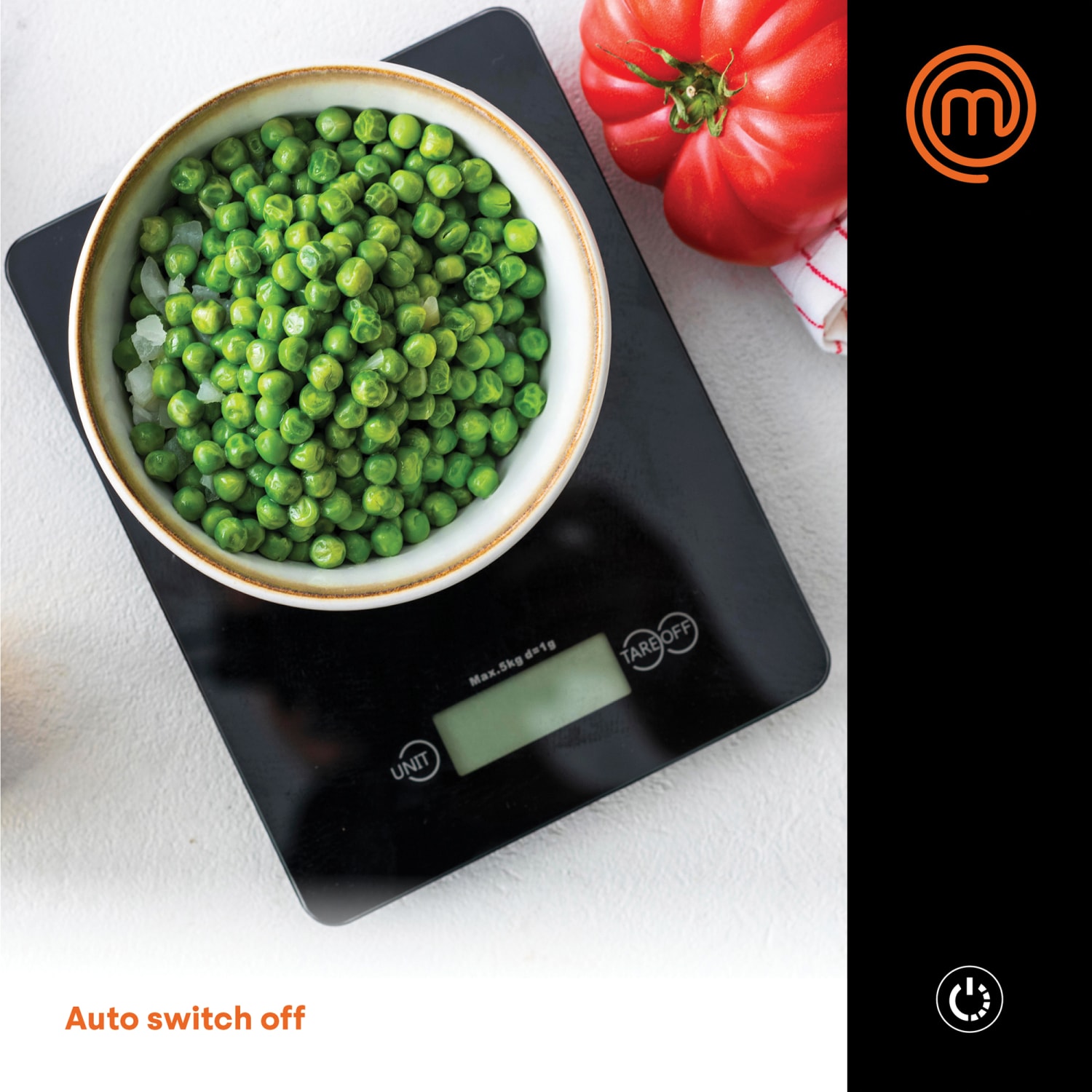 MasterChef 11 Lb Tempered Glass Digital Kitchen Scale, 7in x 3/4in, Black - Image 4