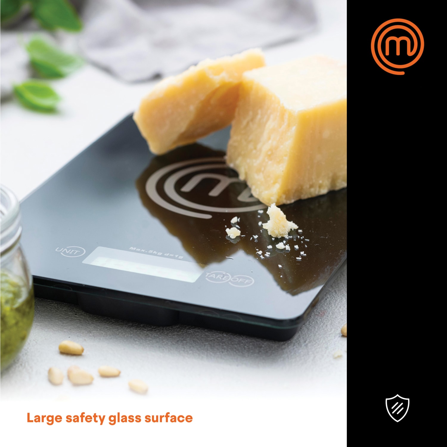 MasterChef 11 Lb Tempered Glass Digital Kitchen Scale, 7in x 3/4in, Black - Image 5