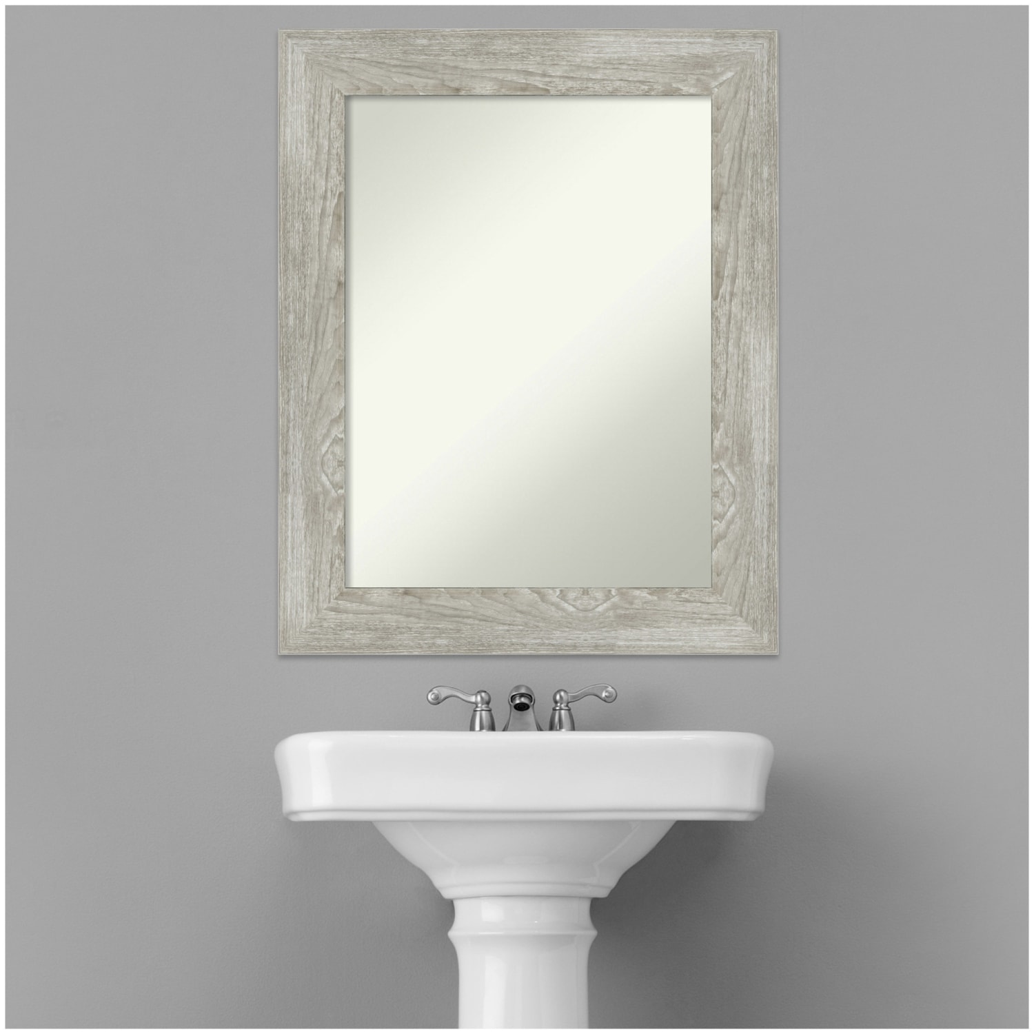 Amanti Art Non-Beveled Rectangle Framed Bathroom Wall Mirror, 30in x 24in, Dove Graywash - Image 4