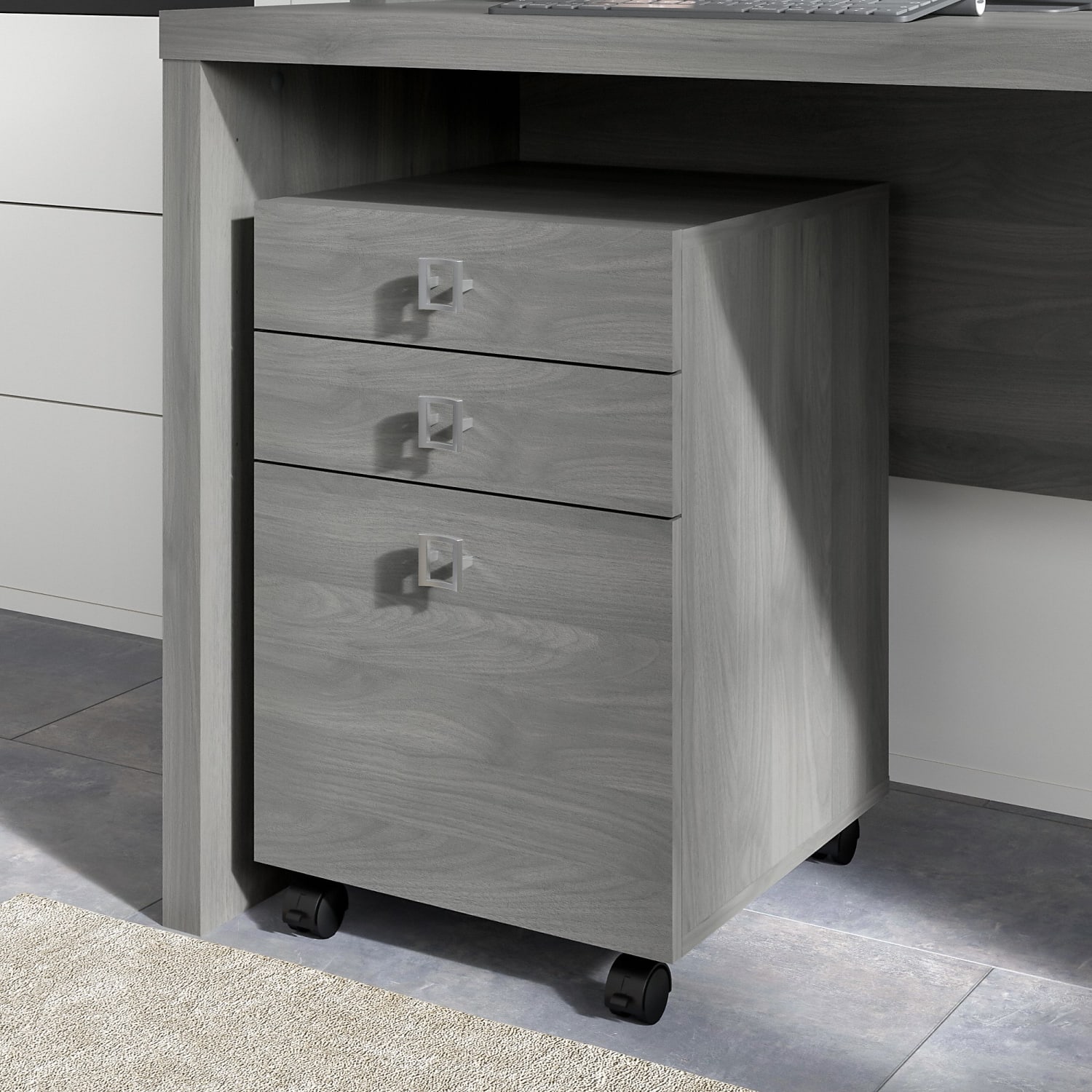 Bush Business Furniture Echo 17inD Vertical 3-Drawer Mobile File Cabinet, Modern Gray, Delivery - Image 3