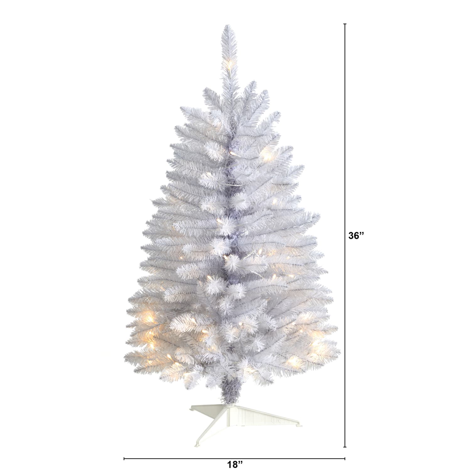 Nearly Natural Slim Artificial Christmas Tree, 3ft, White - Image 3