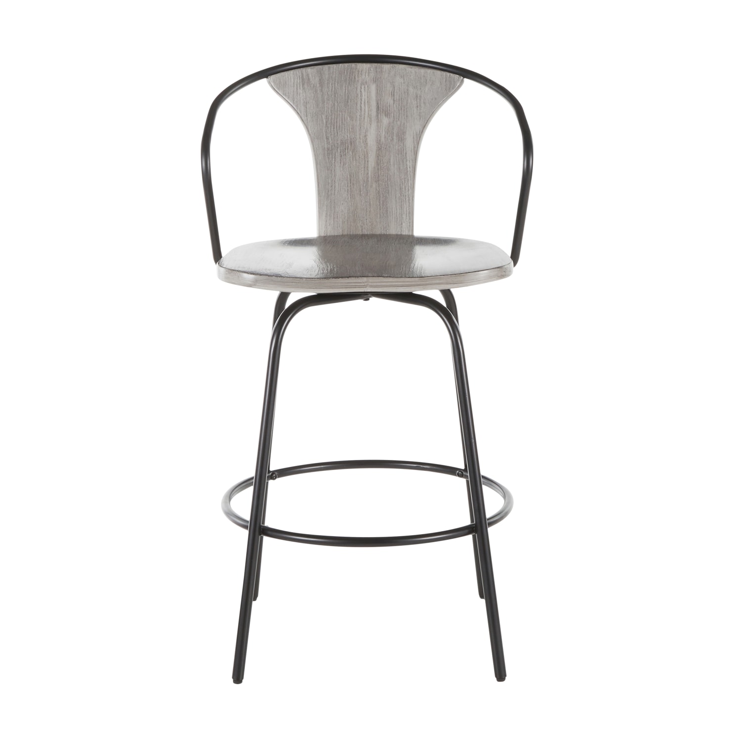 LumiSource Waco Industrial Counter Stool, Black/Gray - Image 5