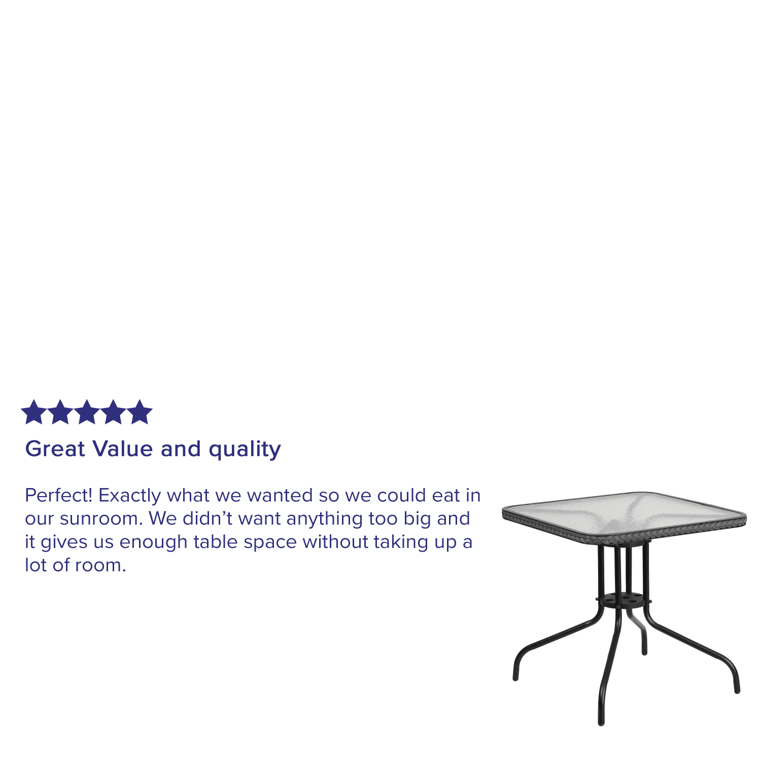 Flash Furniture Barker Square Tempered-Glass Metal Outdoor Furniture Table With Rattan Edging, 28inH x 28inW x 28inD, Clear/Gray - Image 5